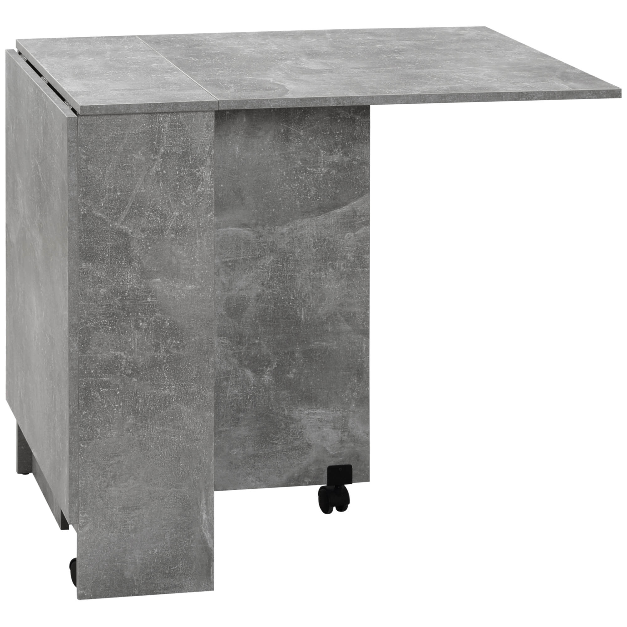 HOMCOM Masă Pliabilă din Lemn cu Roți, pentru 4-6 Persoane, 75x140x75 cm, Gri | Aosom Romania