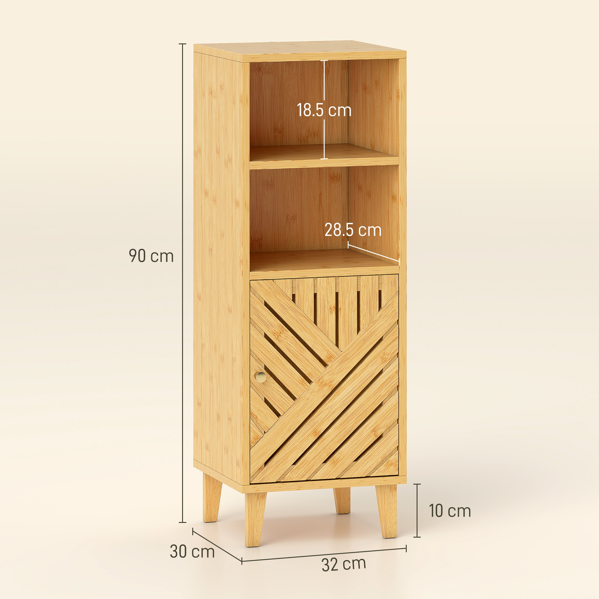 HOMCOM Mobile Bagno con 2 Armadietti e Ante, Colonna Bagno Salvaspazio con Ripiani Regolabili, per Sala da Pranzo, Salotto, Soggiorno, Cucina, 40x35x180 cm, Bianco