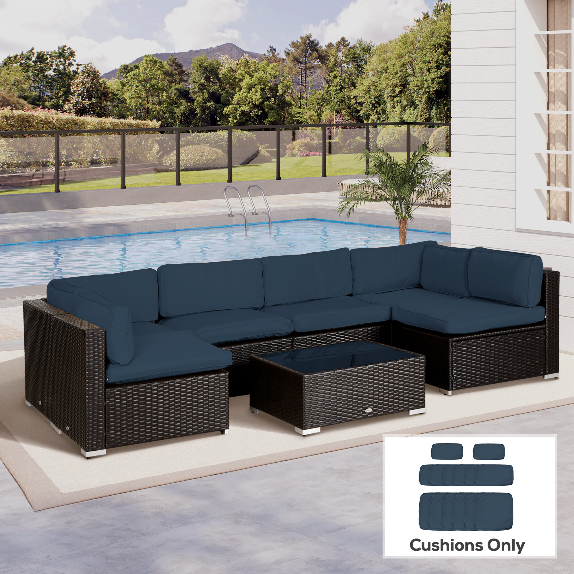 Outsunny Set of 14 Mixed Cushion Covers Blue 2