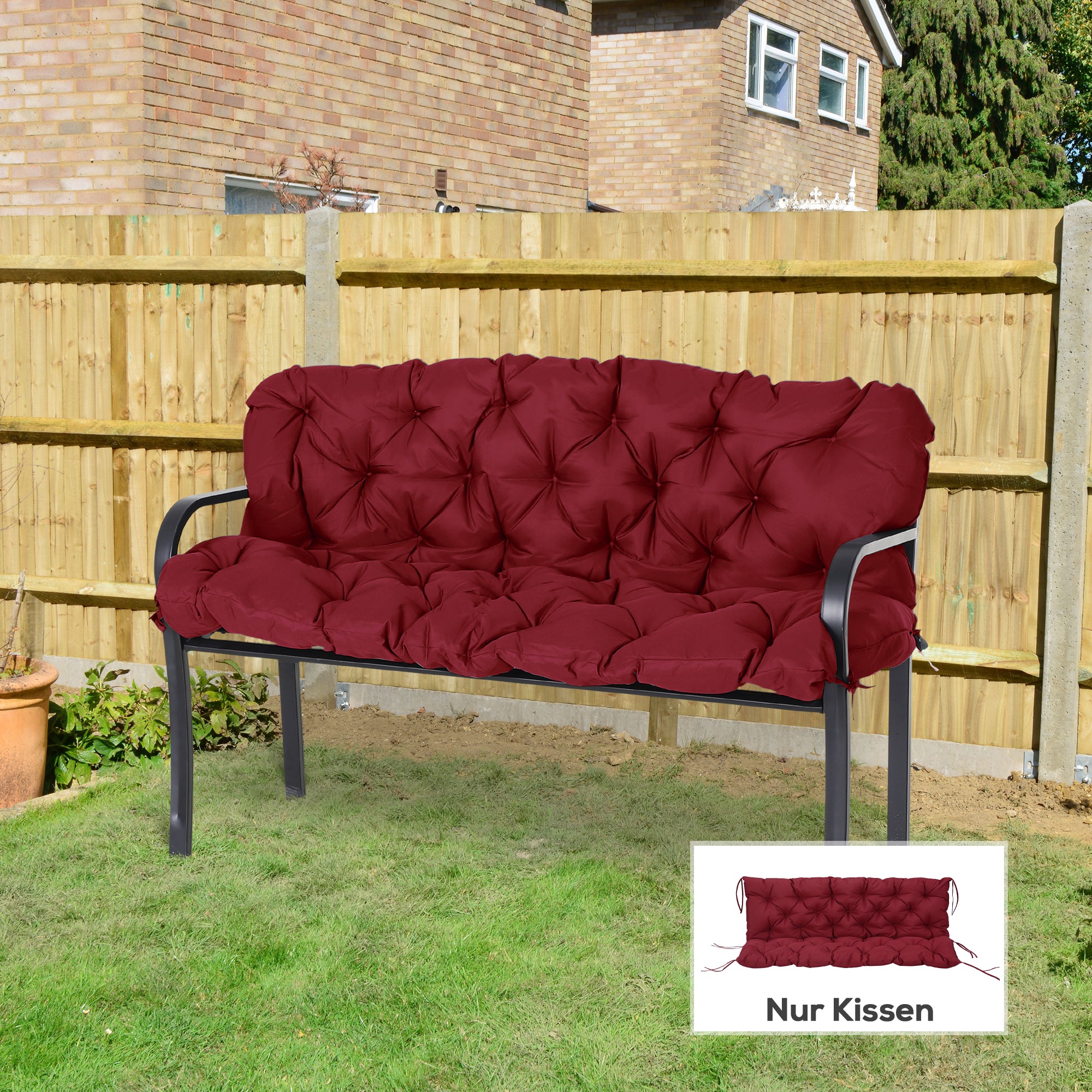 Outsunny 3 Sitzer Bankauflage 150 x 98 x 8 cm, Bankkissen mit Bändern, Sitz günstig online kaufen
