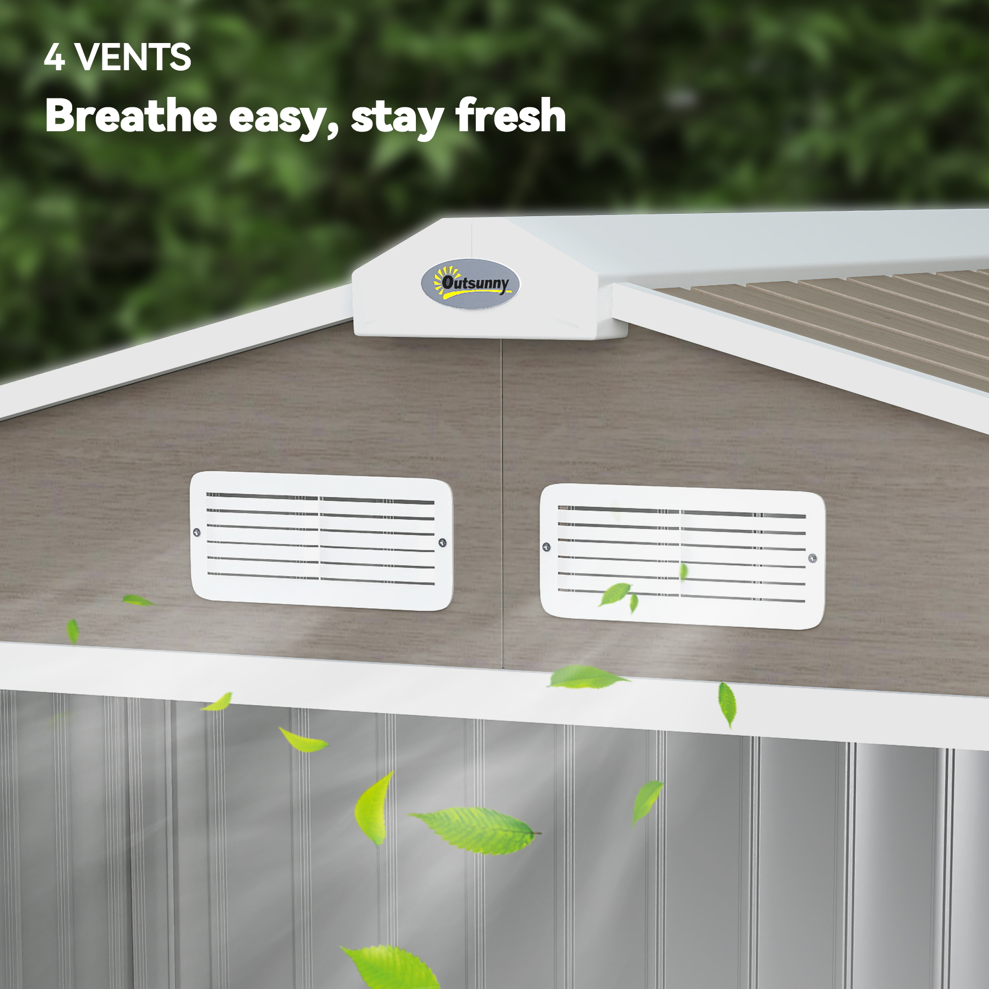 Outsunny 7 x 4ft Metal Garden Storage Shed with Vents, Floor Foundation Kit and Lockable Double Doors, Light Brown 8