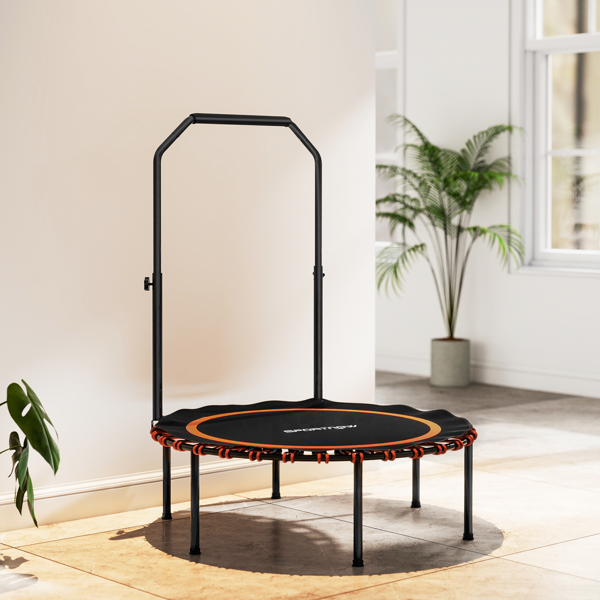 SPORTNOW 40" Foldable Fitness Trampoline Rebounder with Handle, Orange 8