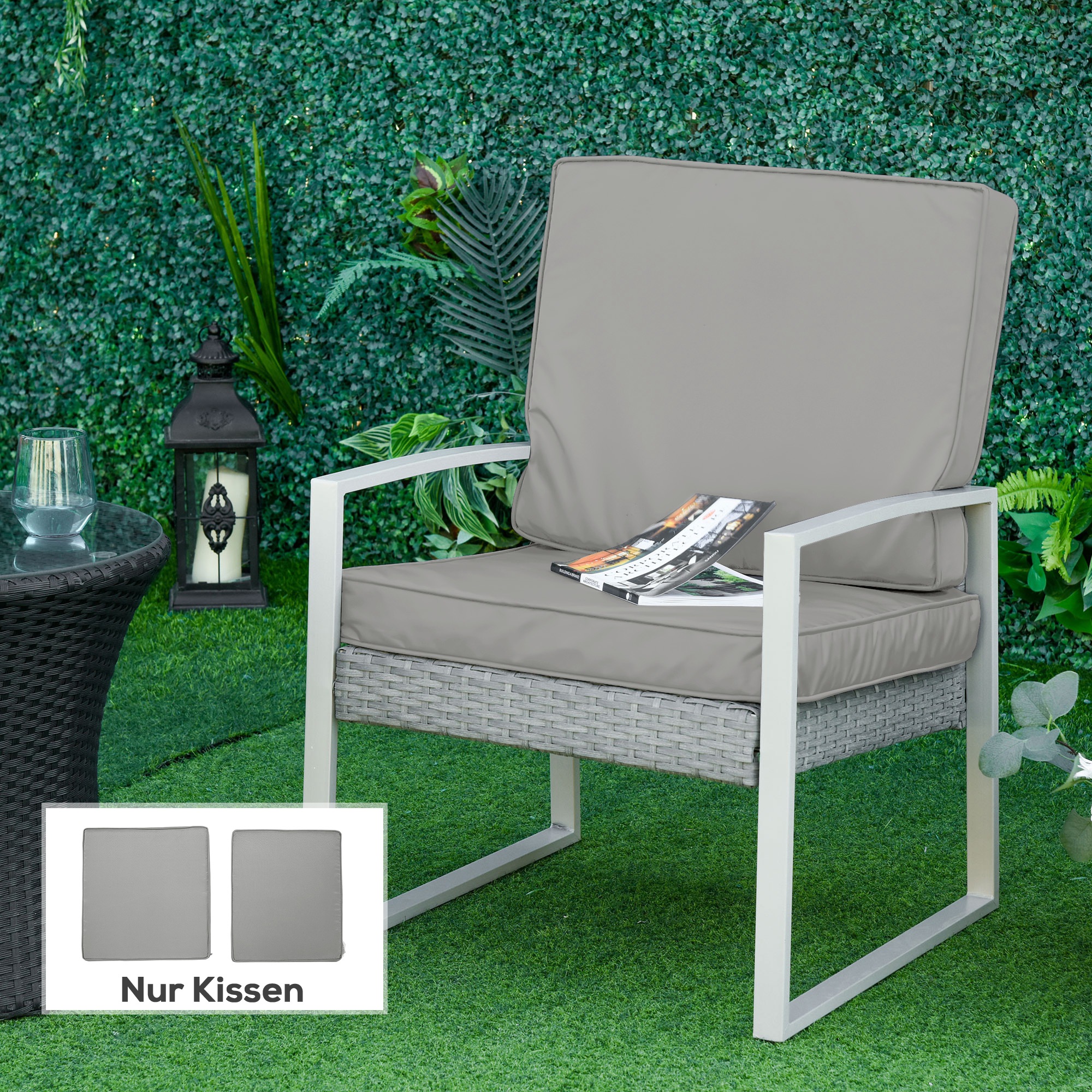 Outsunny 2er-Set Sitzkissen, 56 x 52 cm Stuhlkissen mit Reißverschluss, Sto günstig online kaufen
