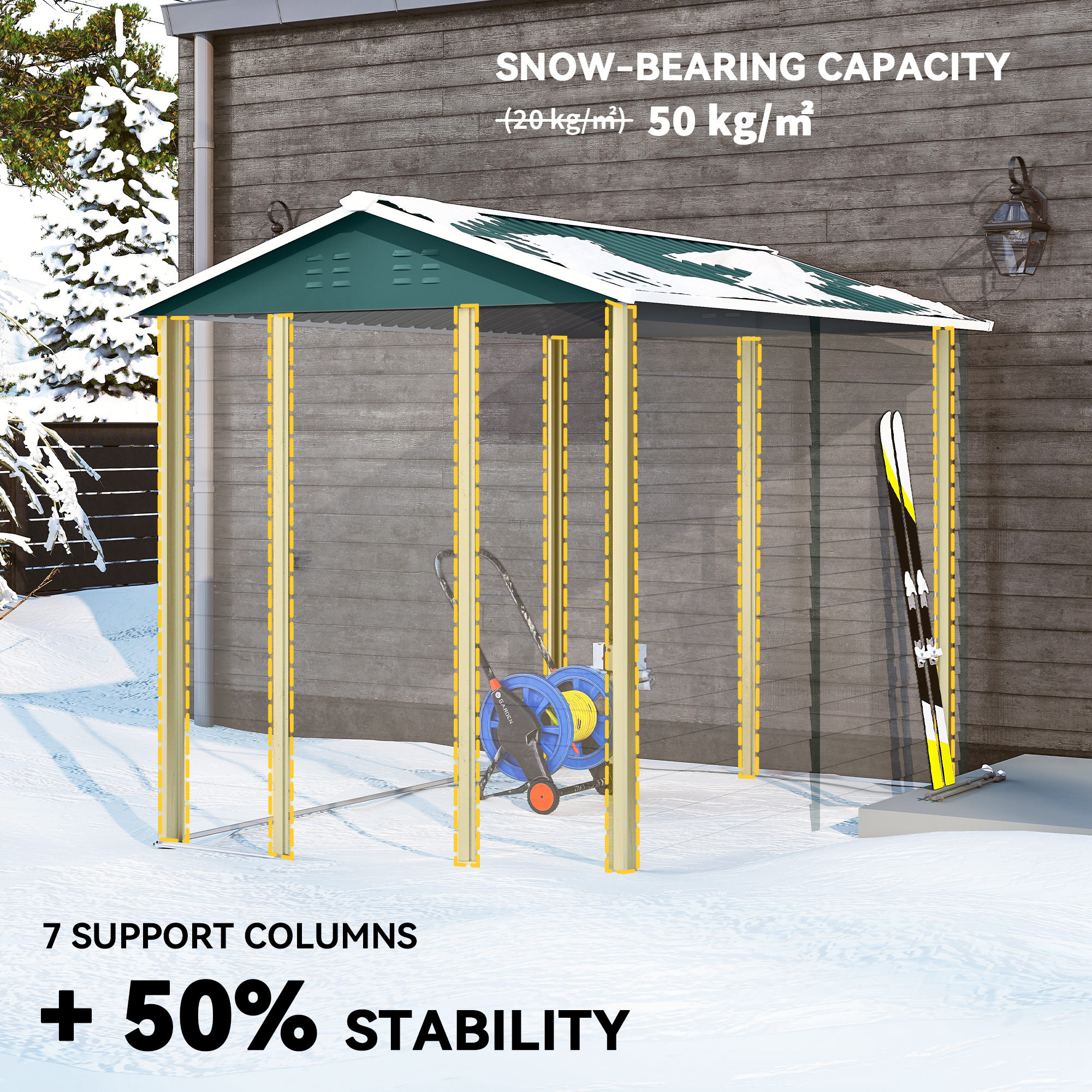 Outsunny 9x 6FT Metal Outdoor Garden Shed, Galvanised Tool Storage Shed w/ Sloped Roof, Lockable Door for Patio Lawn, Green 5