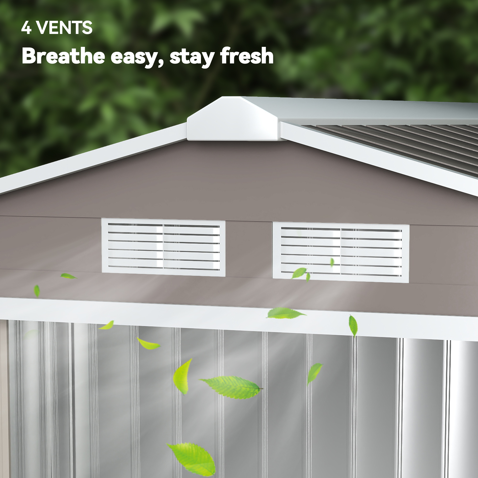 Outsunny 7ft x 4ft Lockable Garden Metal Storage Shed Storage Roofed Tool Metal Shed w/ Air Vents Steel Grey 8