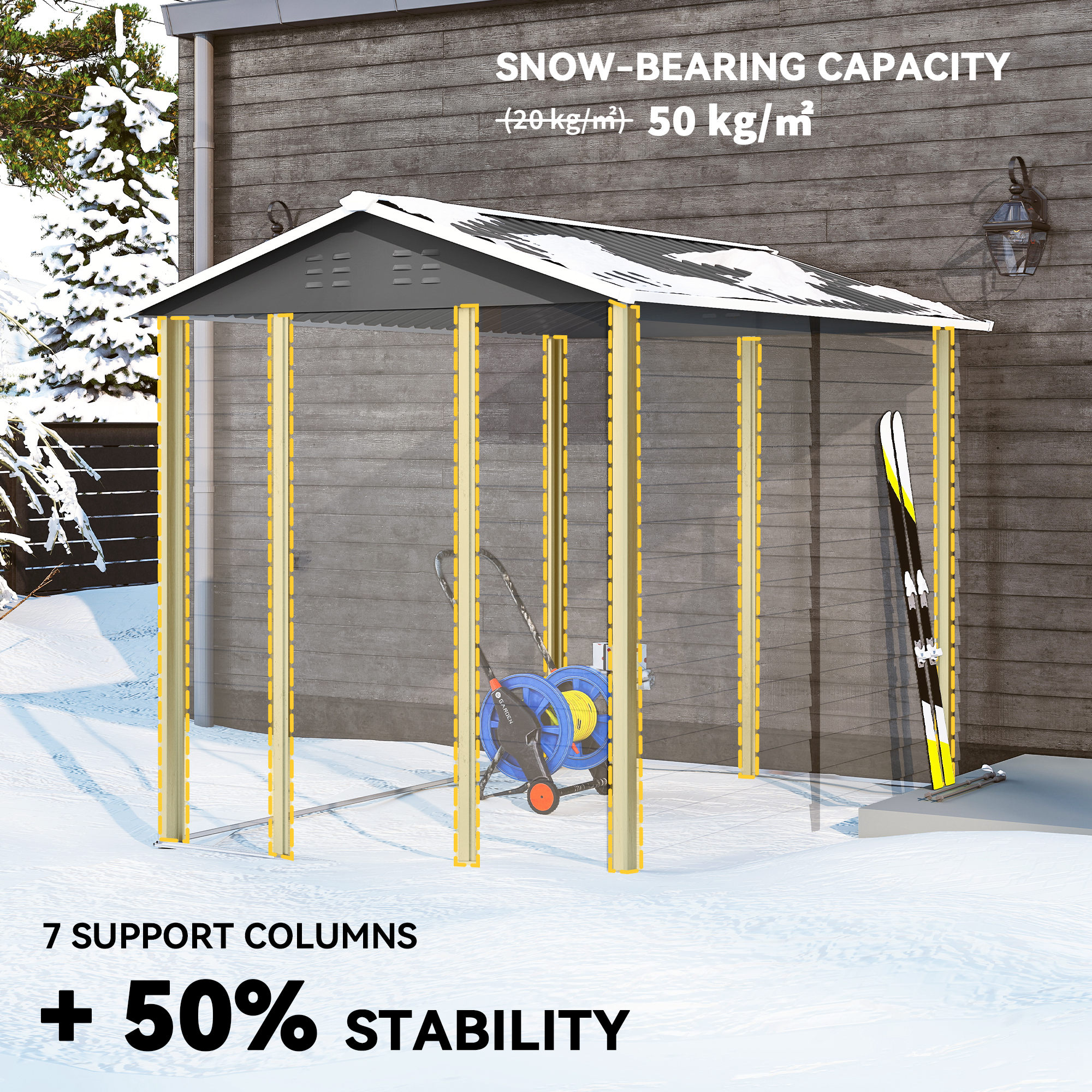 Outsunny 9x 6FT Metal Outdoor Garden Shed, Galvanised Tool Storage Shed w/ Sloped Roof, Lockable Door for Patio Lawn, Dark Grey 5