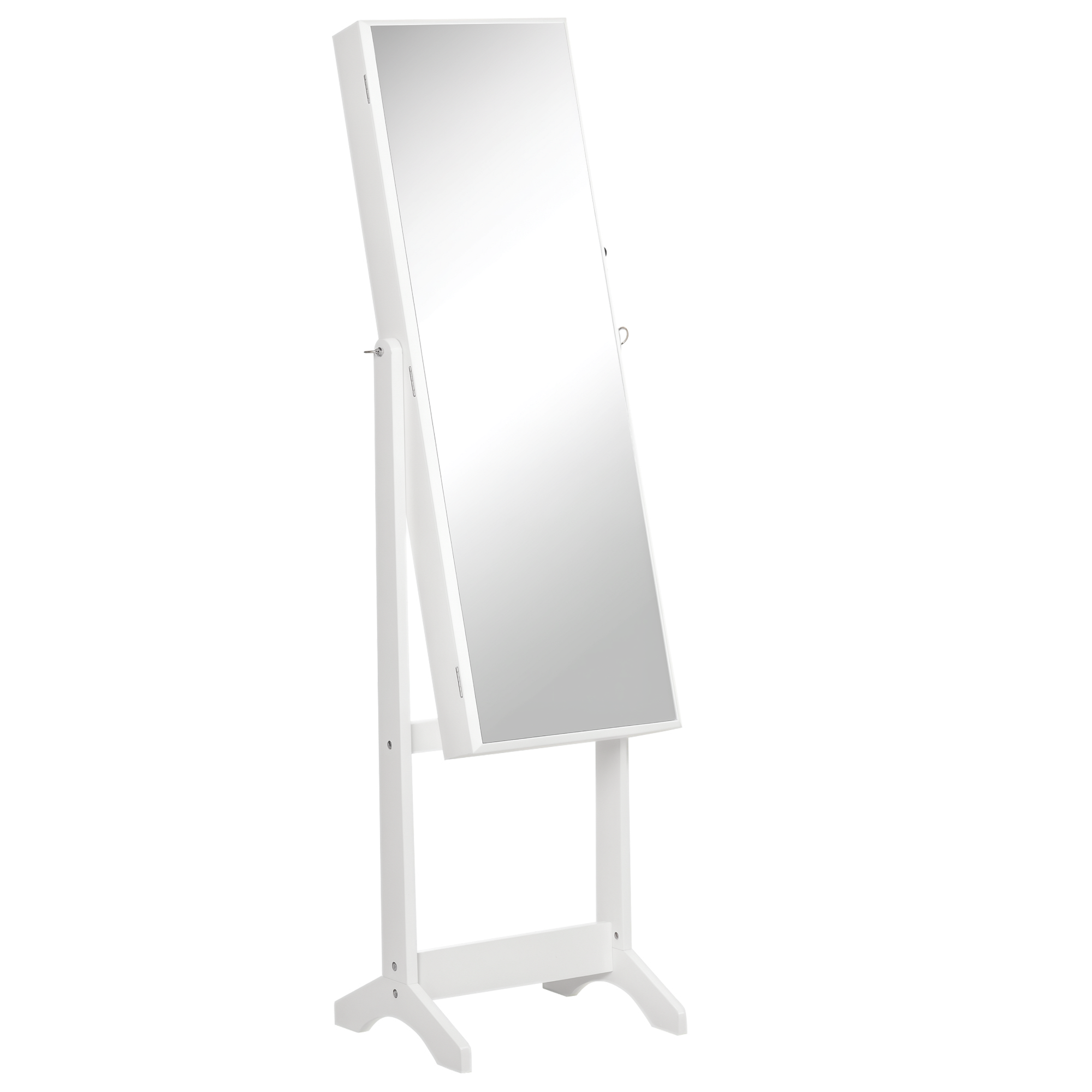 Outsunny Armoire Bijouterie Miroir Multifonction Porte Verrouillable Angle Ajustable Blanc Élégant Aosom France