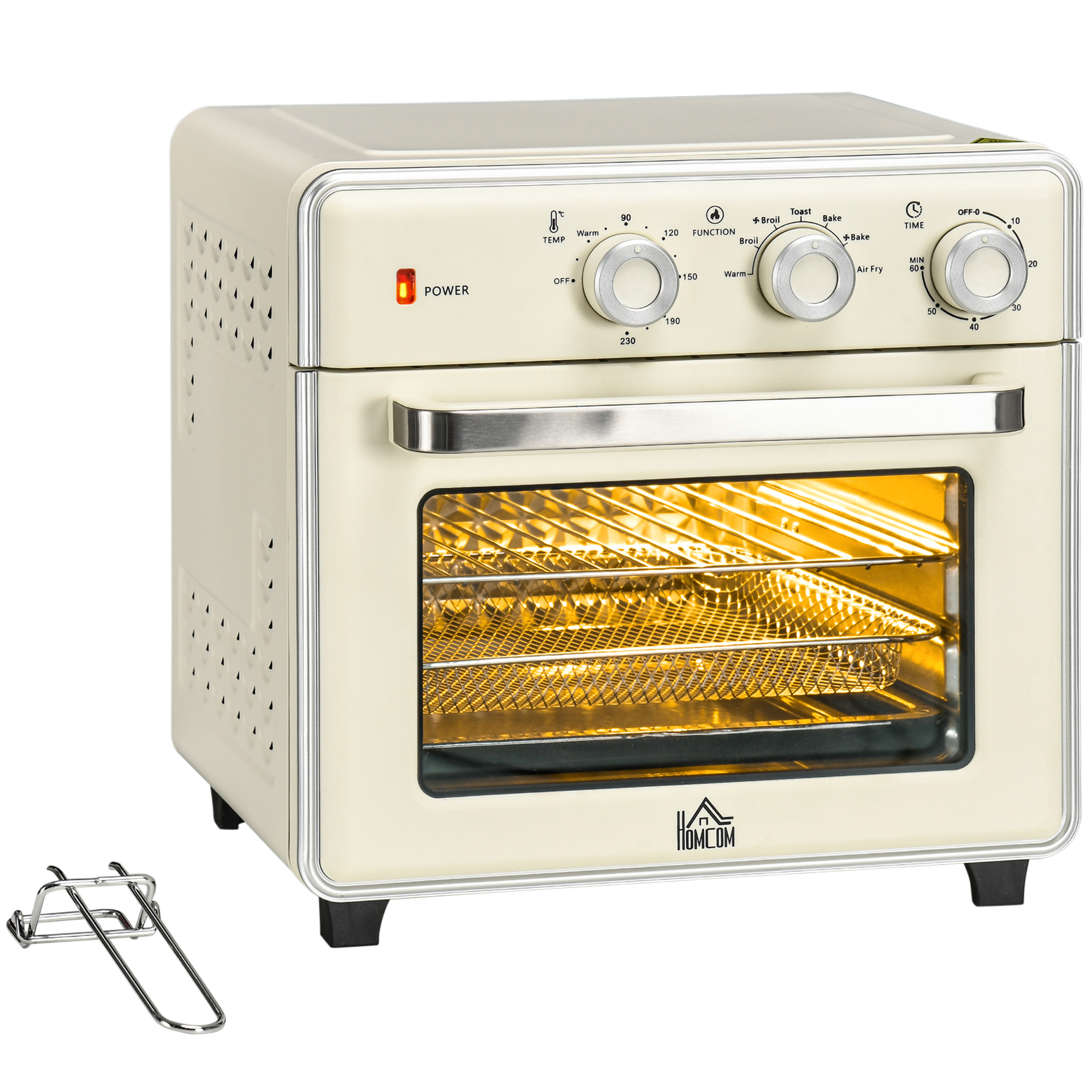 HOMCOM 7-in-1 Toaster Oven, 20L 4-Slice Convection Oven with Warm, Broil, Toast, Bake, Air Fryer,... from Aosom IE