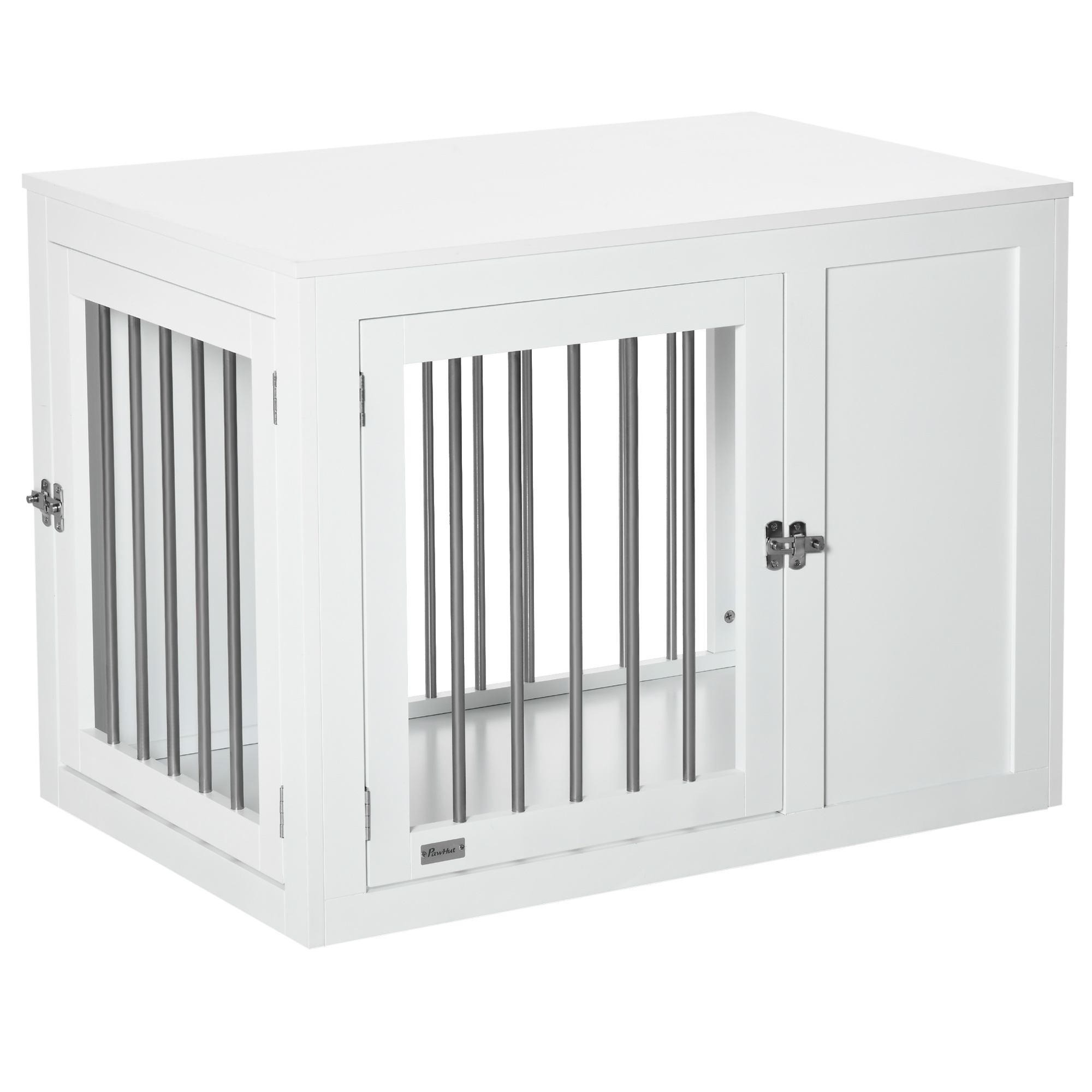 PawHut 2-in-1 Dog Cage and Side Table, with Two Lockable Doors, for Medium  Large Dogs - White