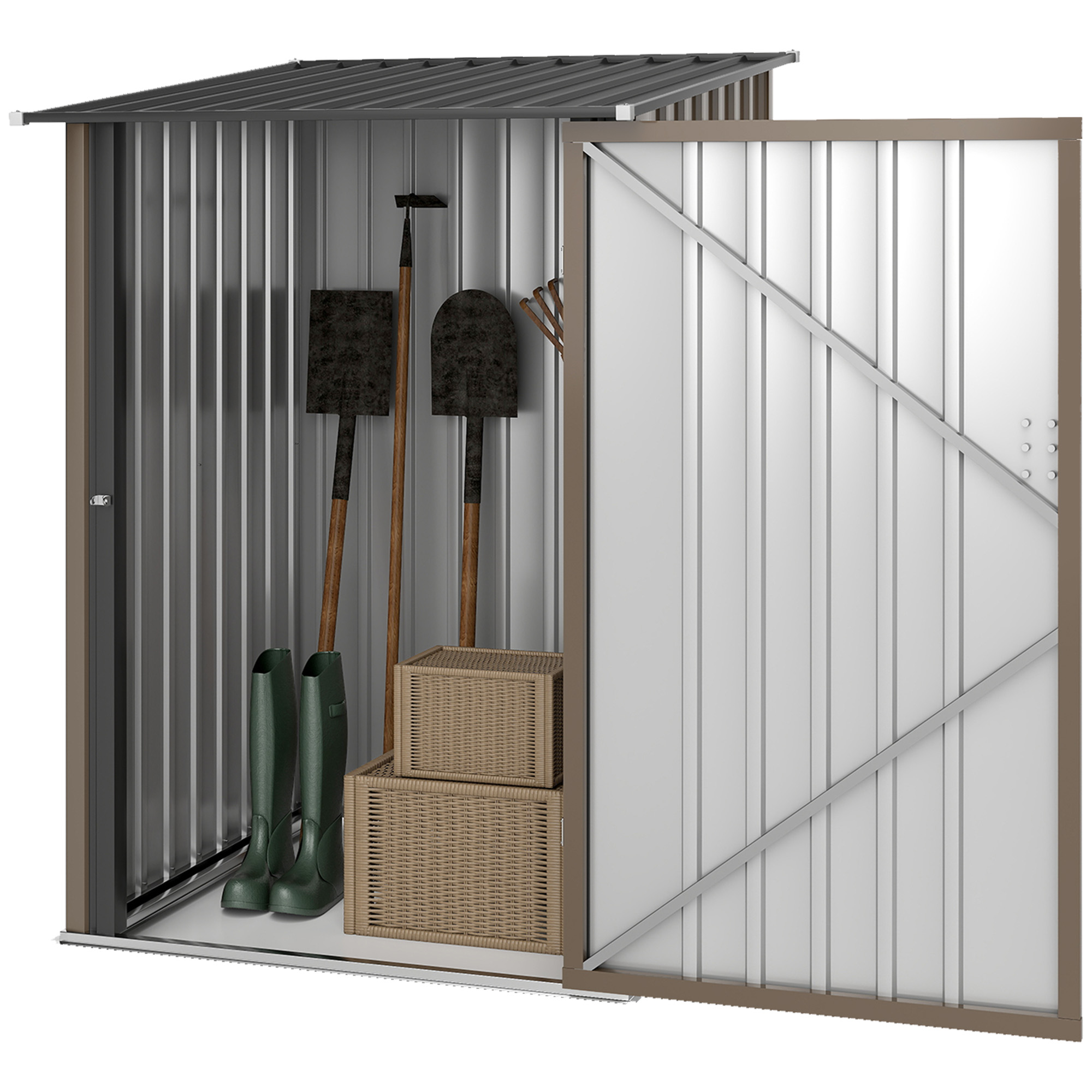 Outsunny Gerätehaus aus Stahl, 0,92 m² Geräteschuppen mit Pultdach Gartensc günstig online kaufen