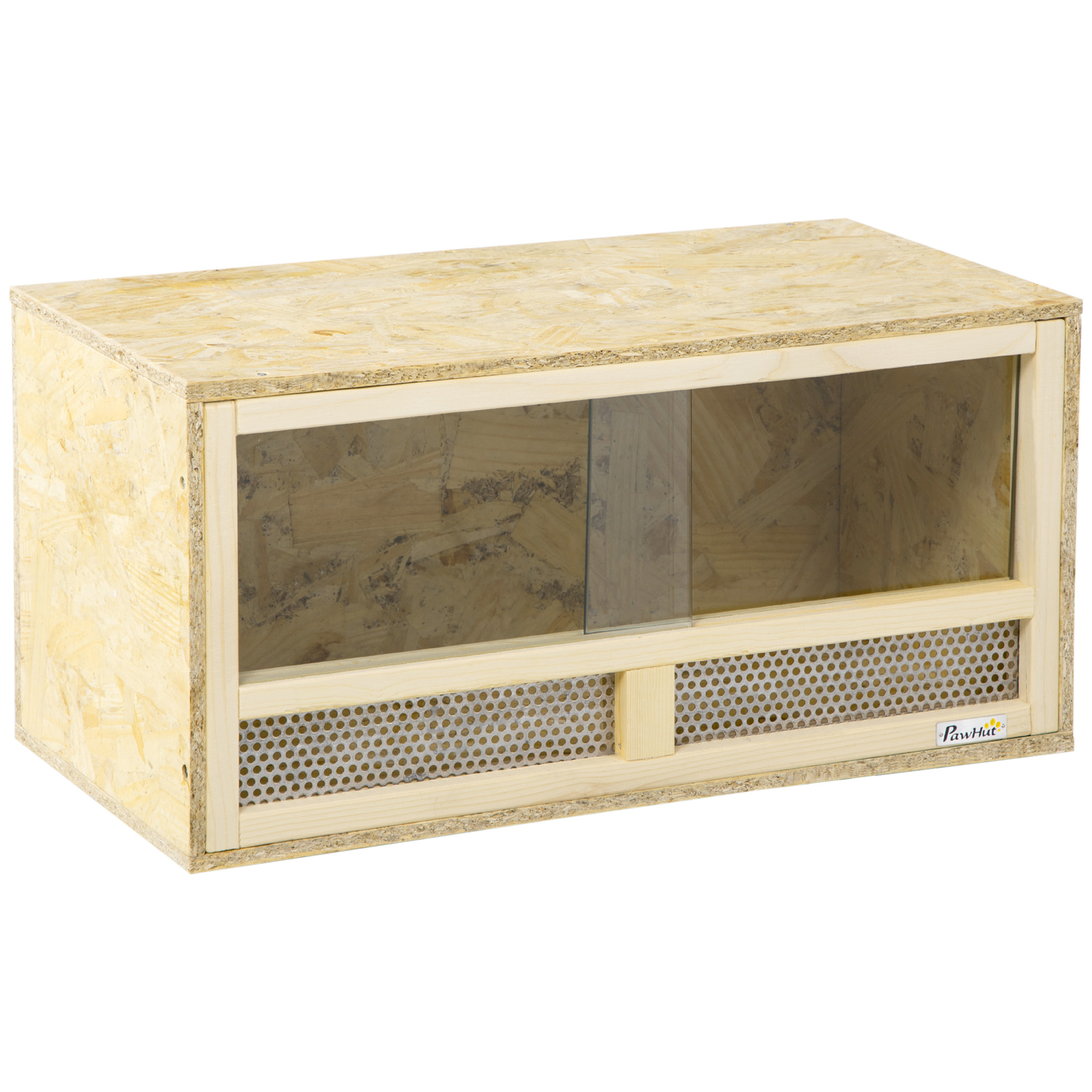 PawHut Reptile Terrarium Vivarium Habitat w/ Transparent Sliding Doors, Breathable Mesh, for Lizards, Horned Frogs, Snakes and Chameleons, 80 x 40 x 40 cm