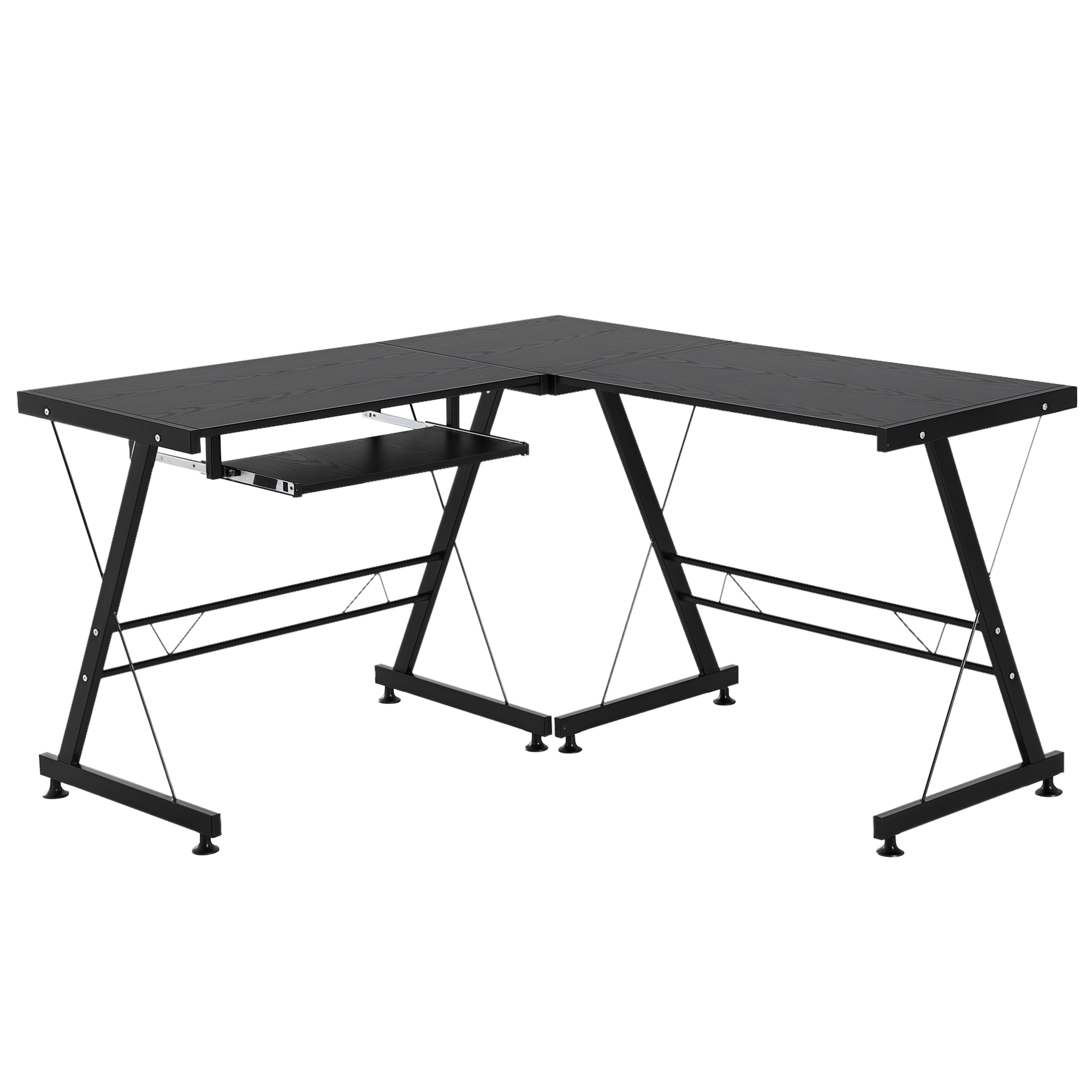 HOMCOM Computertisch flexibler Schreibtisch Arbeitsstation MDF Stahl Schwar günstig online kaufen