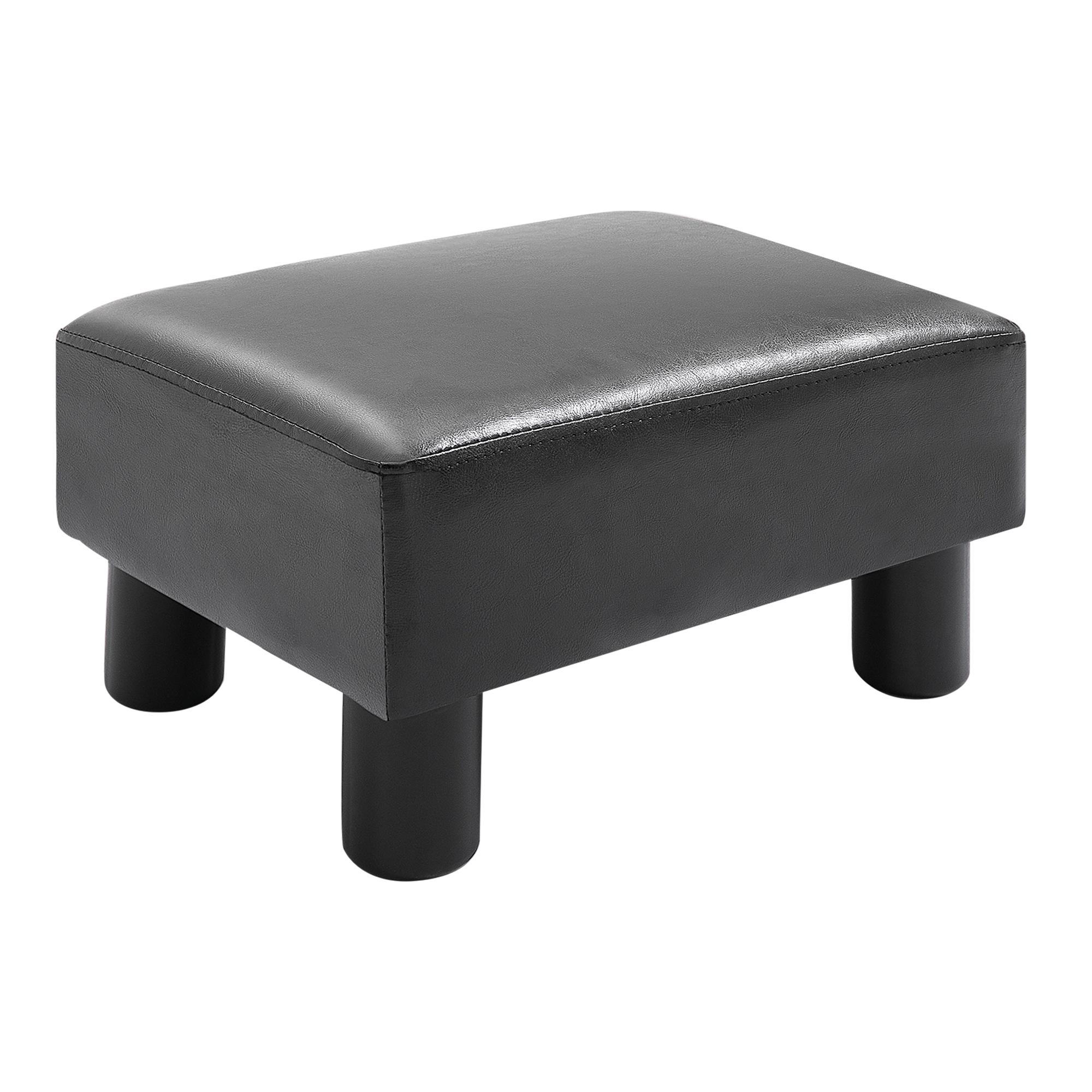 HOMCOM Reposapiés para Sofá 40x30x24 cm Taburete Pequeño Tapizado en Piel Sintética Asiento de Espuma Patas de Plástico Negro | Aosom España