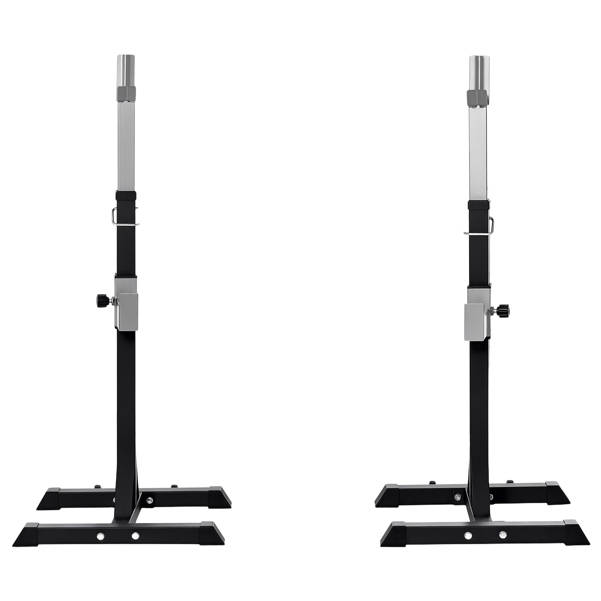 Image of HOMCOM Set 2 Rack Porta Bilanciere in Acciaio, 2 Ganci con Altezza Regolabile, Capacità 150kg, 55x57x105-170cm, Nero Aosom006