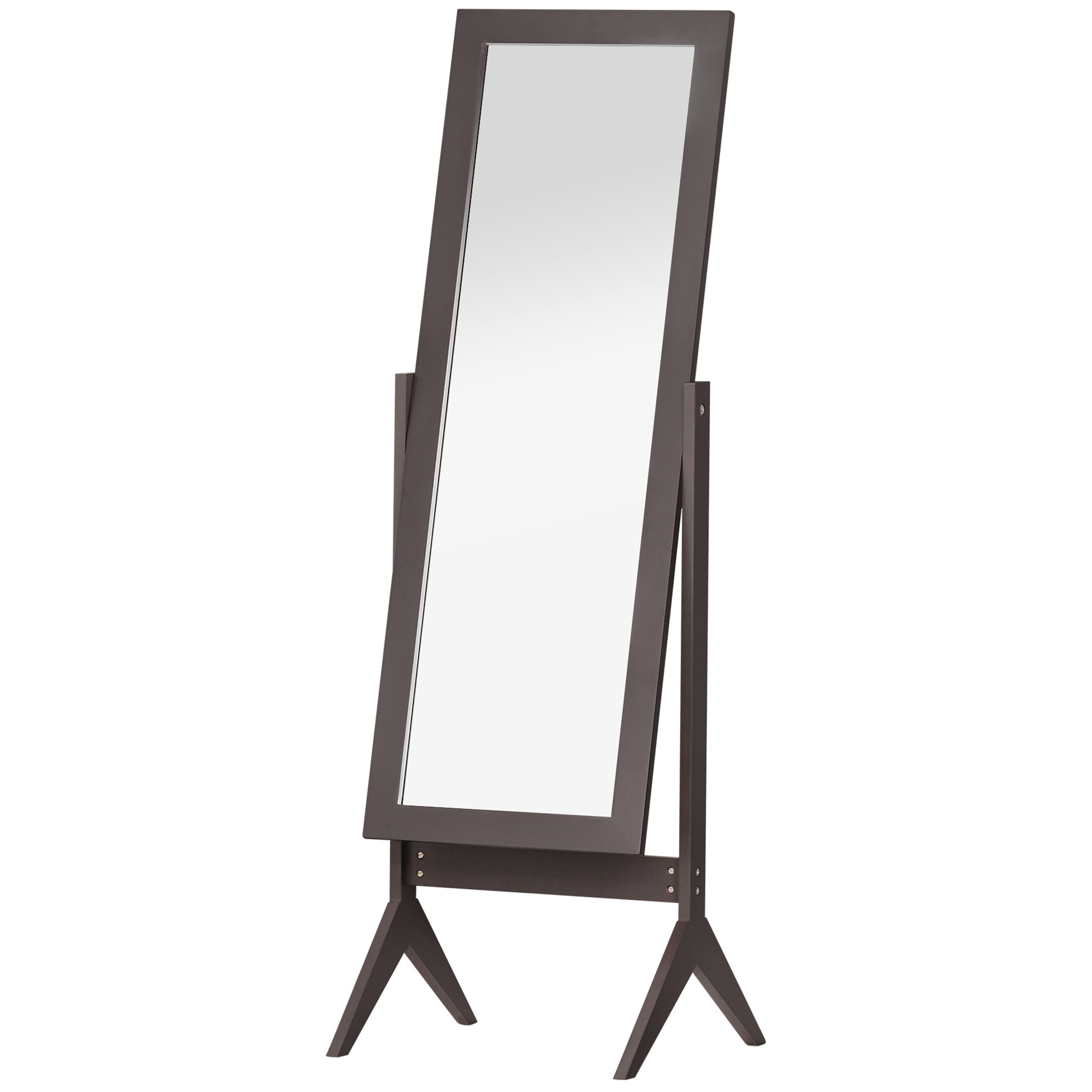 HOMCOM Espejo de Maquillaje de Pie Reclinable Nórdico para Dormitorio Salón Marco de Madera 47x46x148 cm Marrón   Aosom España