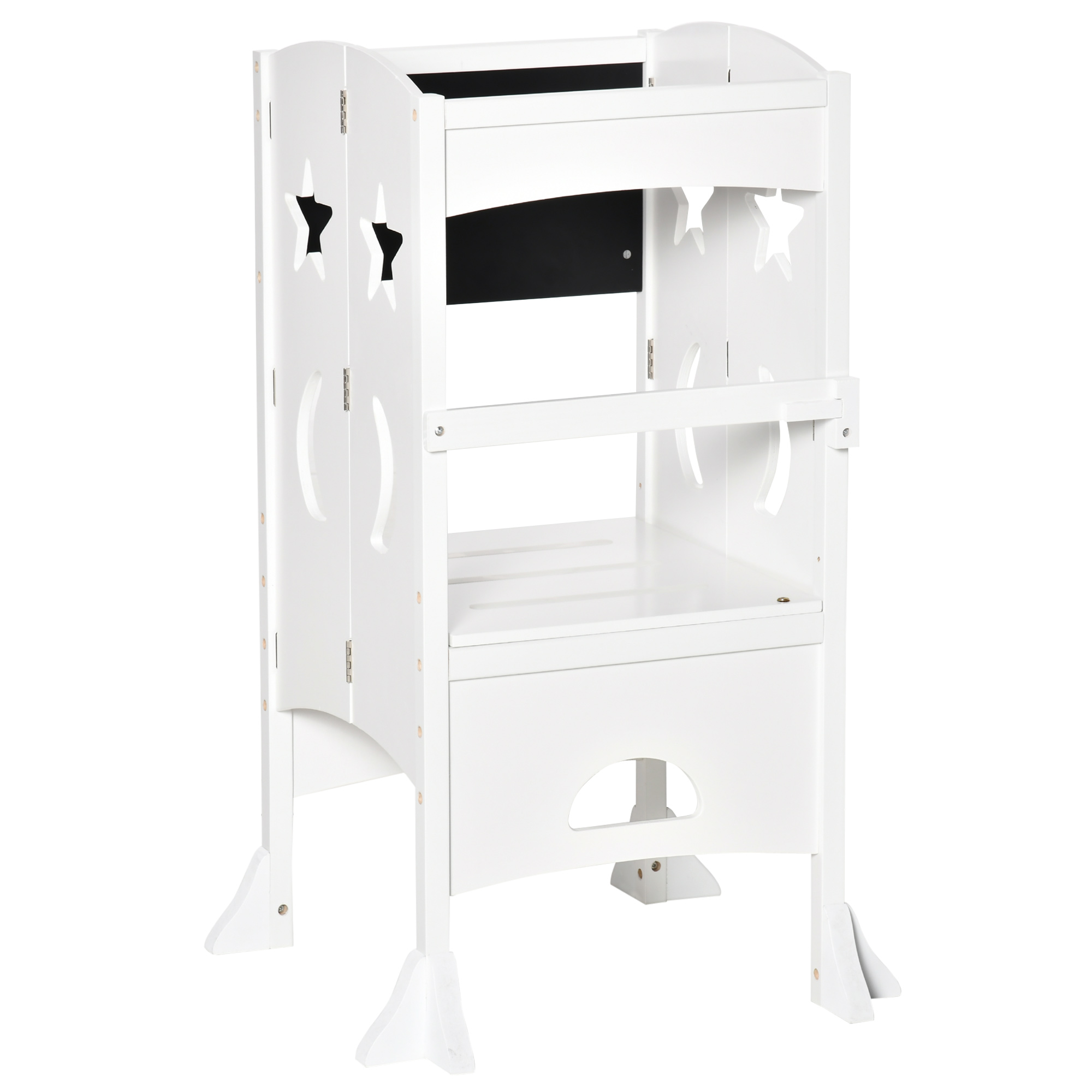 HOMCOM Kids Step Stool Toddler Kitchen Stool with Blackboard Lockable Handrail for Kids Kitchen... from Aosom