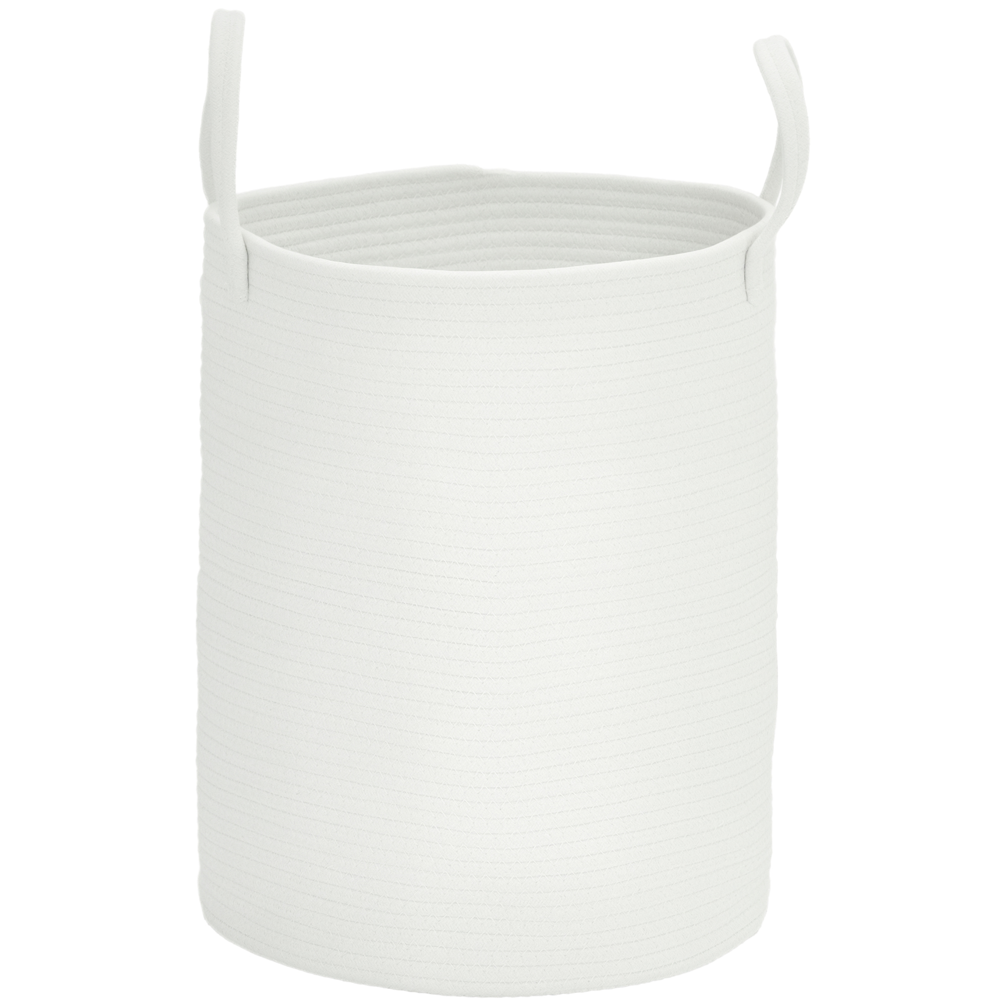 Image of HOMCOM Cesto Portabiancheria da 36L Portatile e Pieghevole con Manici in Cotone Naturale, Ø38x45 cm, Crema006