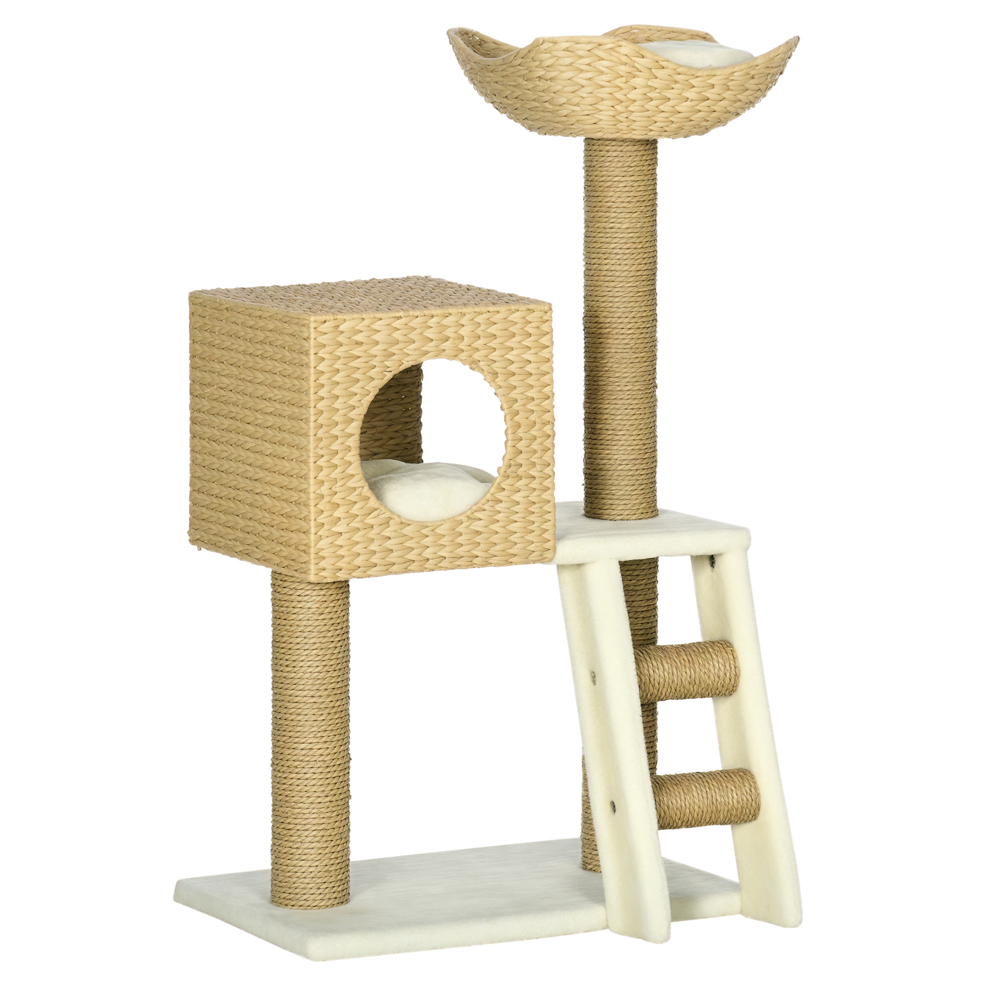 PawHut Cat Tree, with Scratching Posts, Bed, Cat House Natural Finish 9