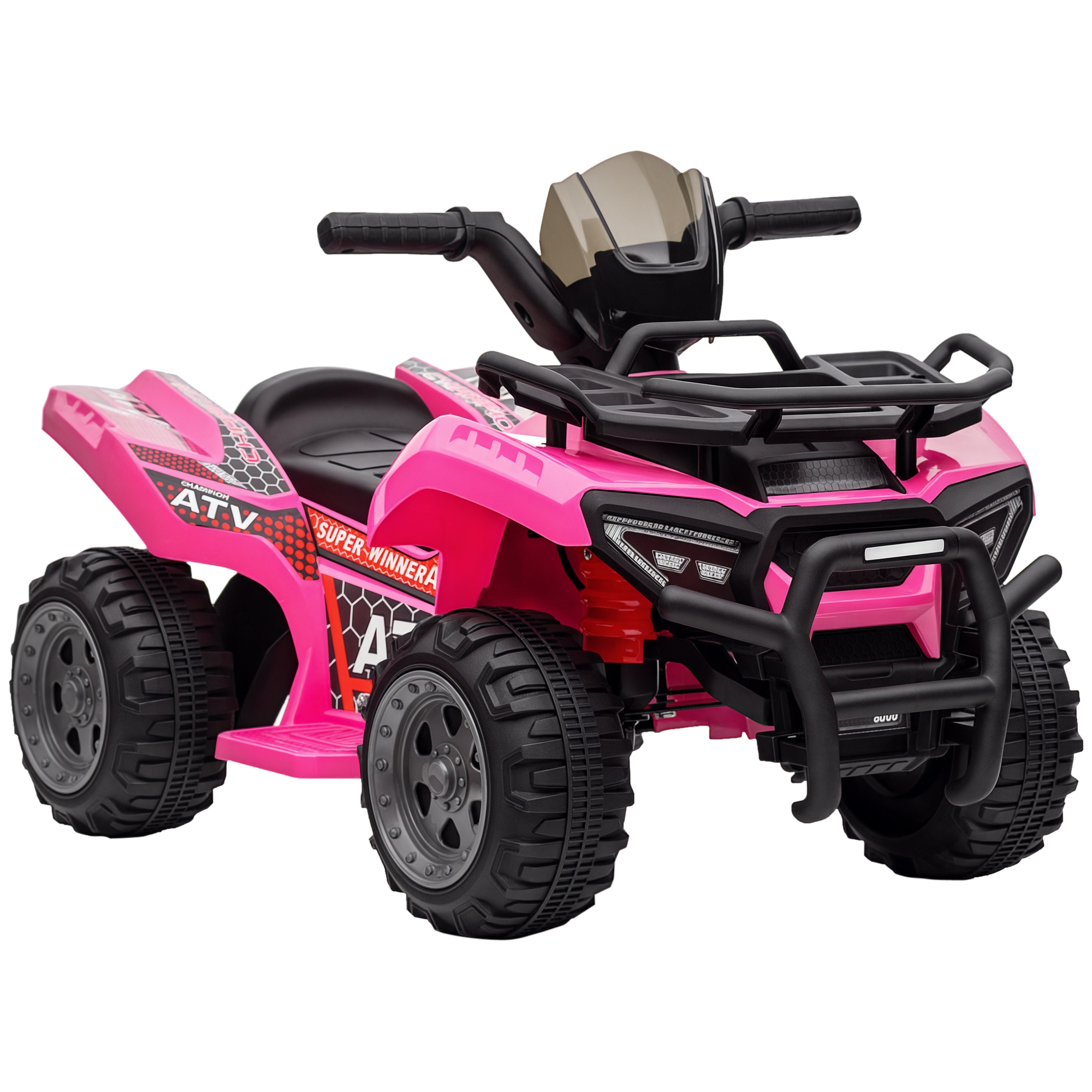 HOMCOM Kids Electric ATV Ride-On Toy, 6V Battery-Powered Quad Bike with Working Headlights, for Toddlers 18-36 Months, Pink Aosom UK