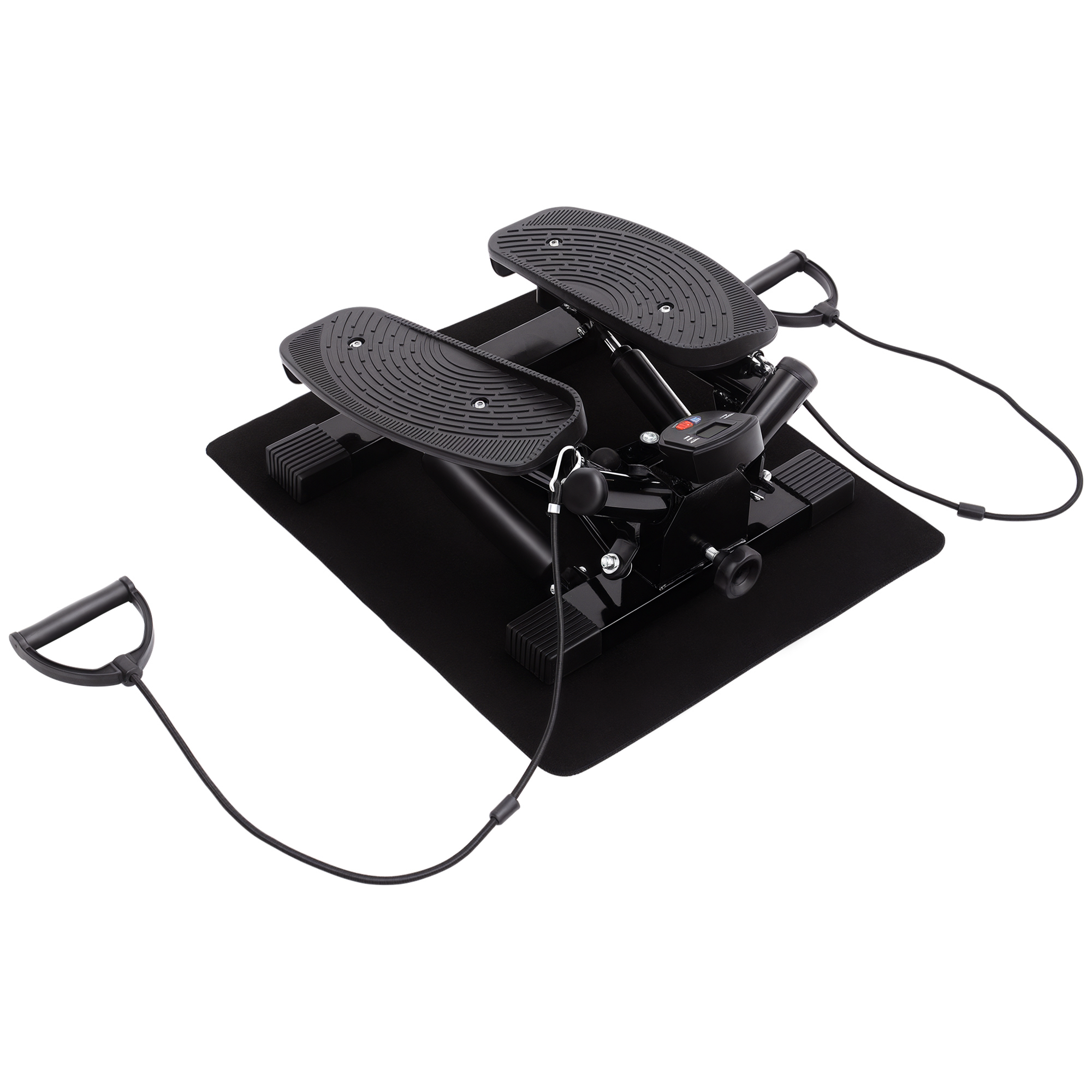 HOMCOM Mini Stepper Sidestepper Fitness Heimtrainer mit Trainingsbändern schwarz, kompakt & effektiv für Zuhause Aosom.de