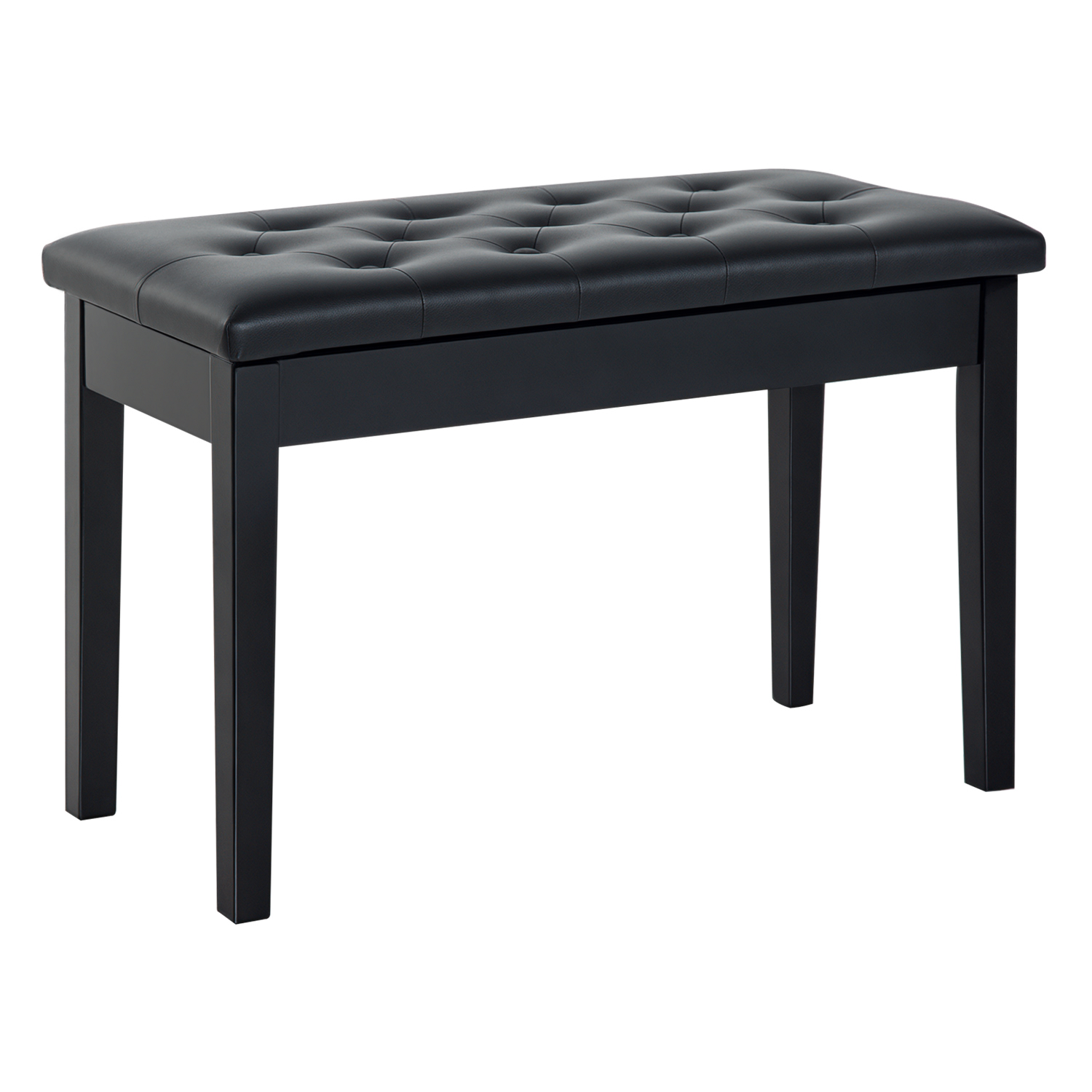 HOMCOM Klavierhocker Klavierbank traditioneller Landhausstil mit Stauraum, Gummiholz, Kunstleder schwarz, 76x36x50 cm für Musiker Aosom.de