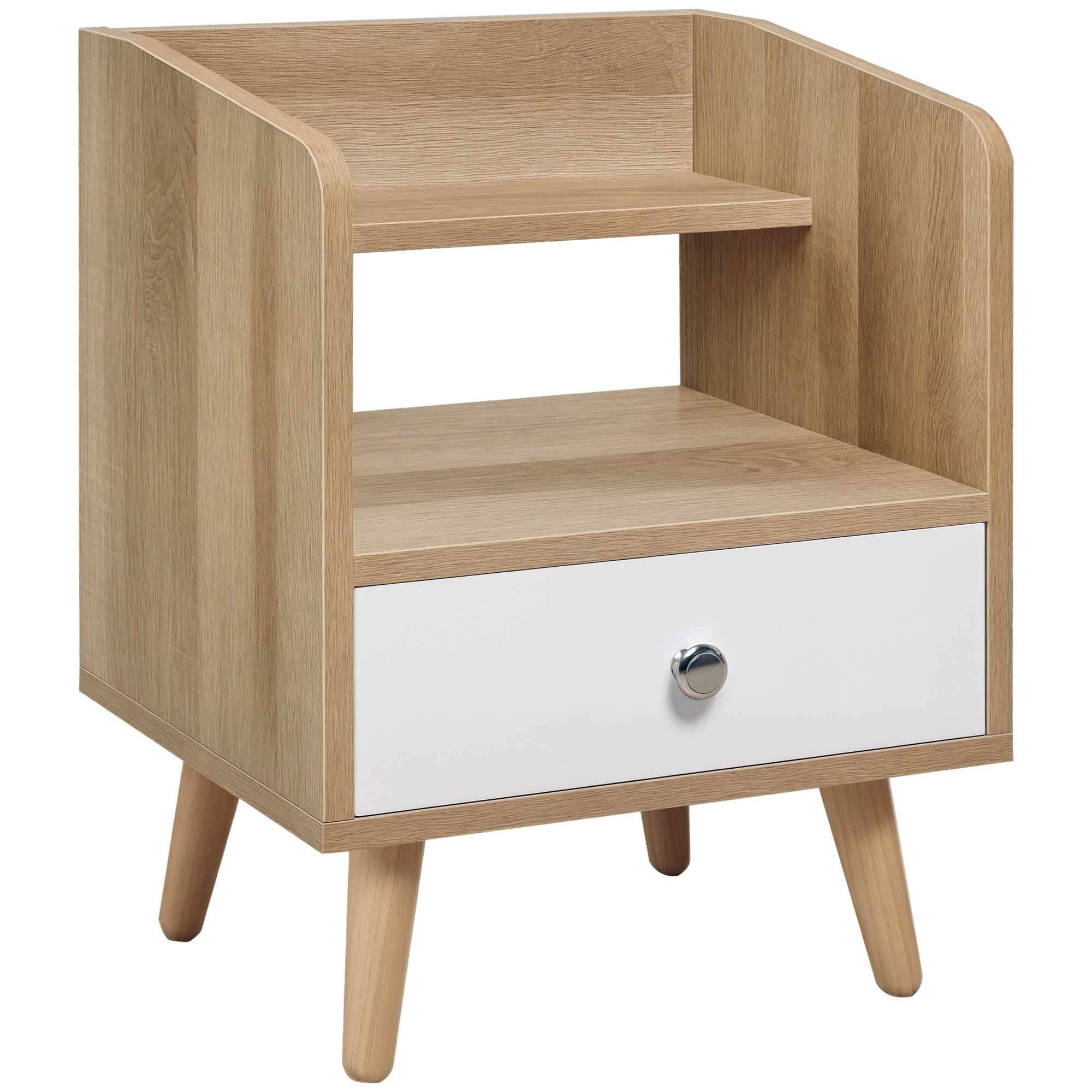 HOMCOM Nachttisch mit Schublade und Regal, Erhöhter Nachtschrank, Nachtkomm günstig online kaufen