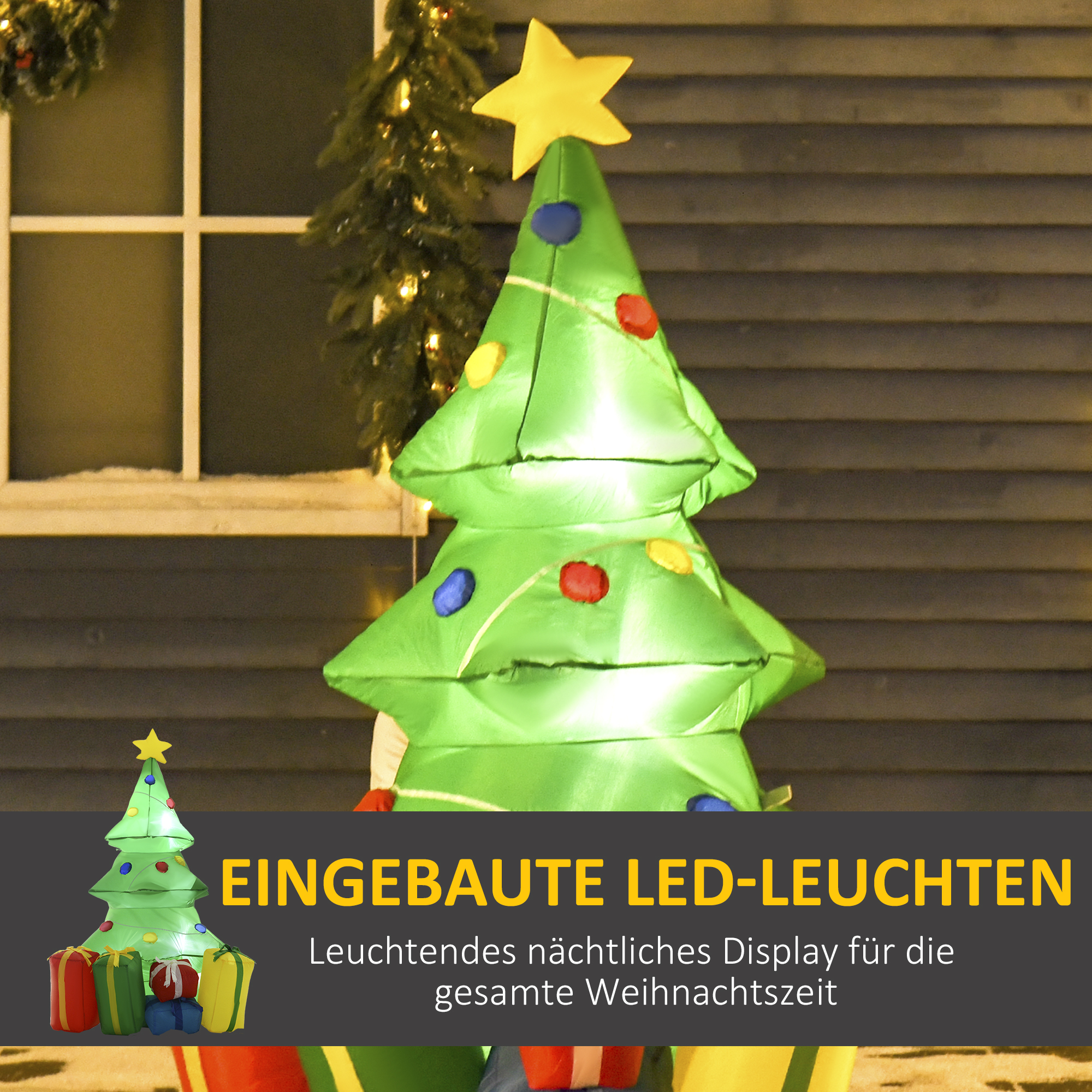 Täispuhutav jõulukaunistus LED-tuledega, kingitused, 150 cm, veekindel, jõulupidudeks