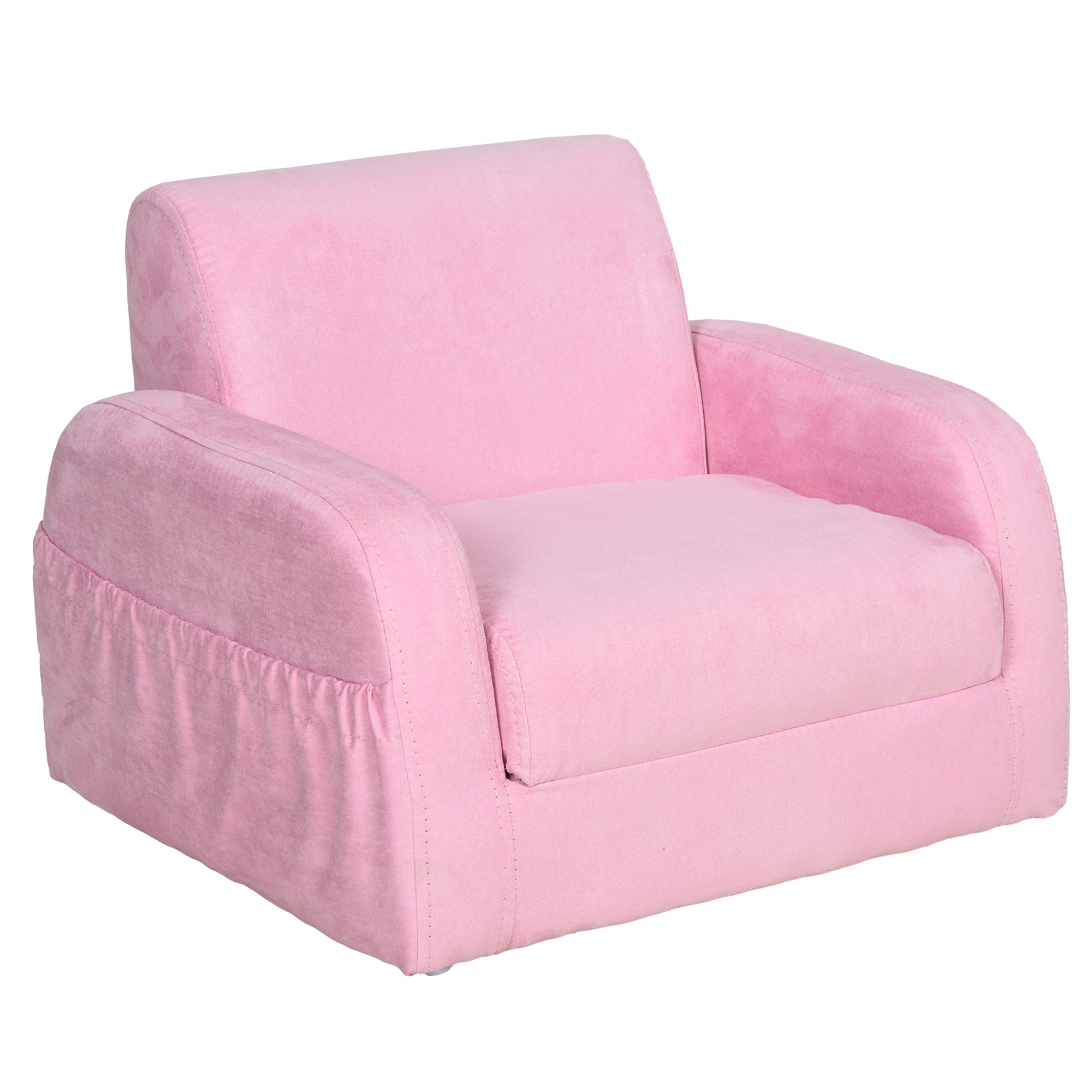 HOMCOM Sillón para Niños de 3 Años Sofá Transformable 2 en 1 Cama Infantil Plegable de 2 Posiciones con Reposabrazos 47x45x38 cm Rosa   Aosom España