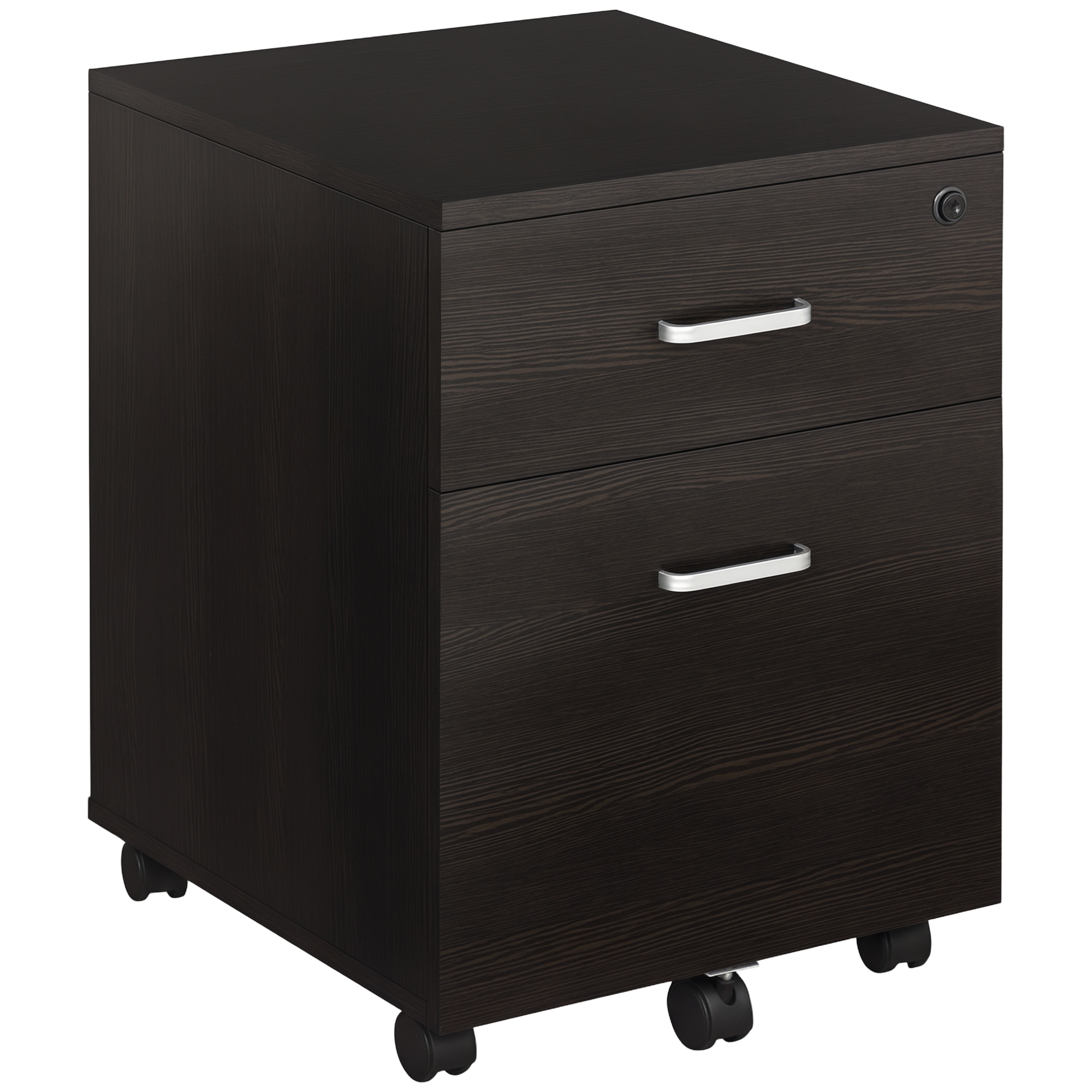 Vinsetto Archivador Móvil para Documentos A4 con Ruedas Gabinete de Archivos Suspendidos 2 Cajones Cerradura 40x45x55,6 cm Wengué | Aosom España