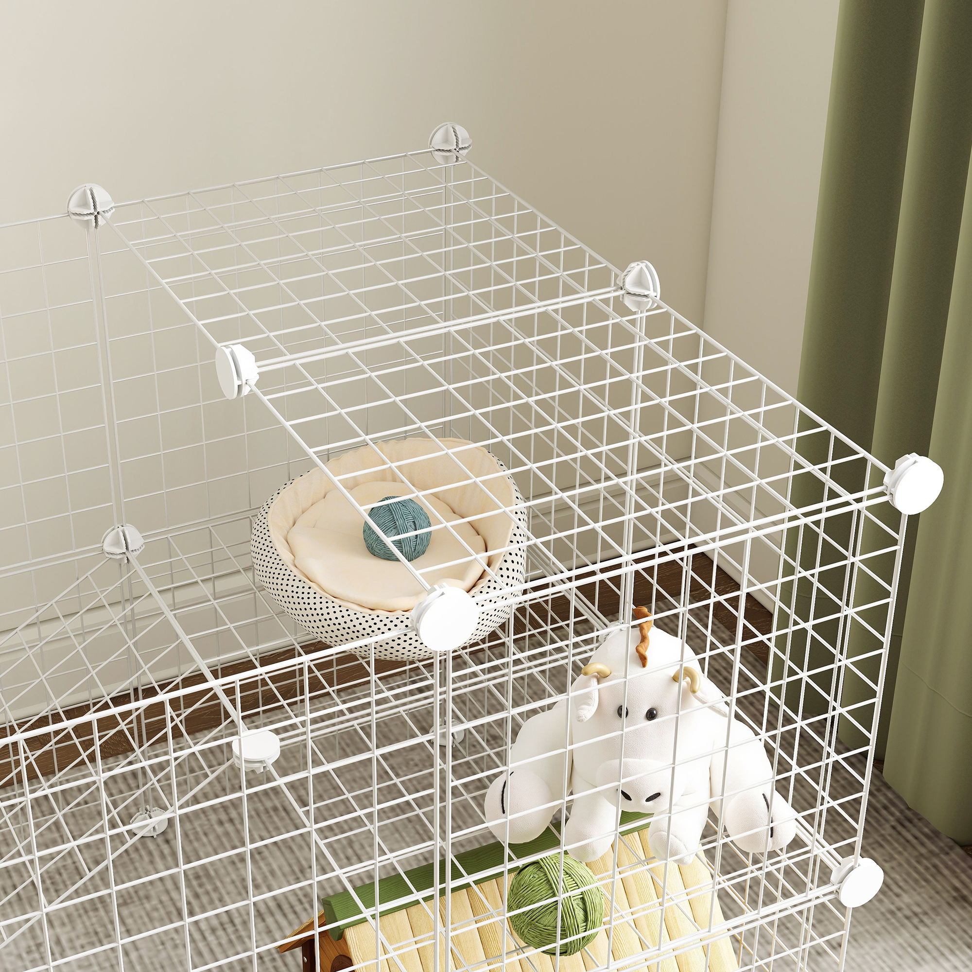 PawHut DIY 36 Panel Pet Playpen Metal Wire Fence for Chinchilla, Hedgehog, Bunny, Indoor, Outdoor Use, White 9