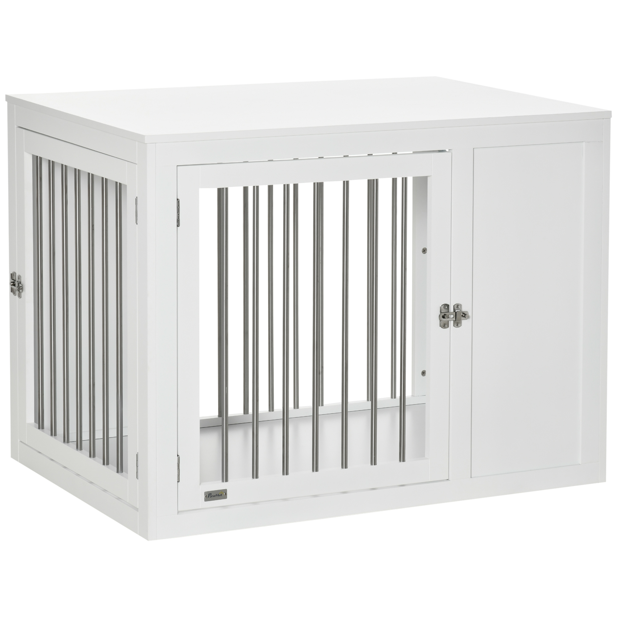 PawHut Furniture Style Dog Crate for Small and Medium Dogs, End Table Pet Cage with Two Lockable Doors - Grey