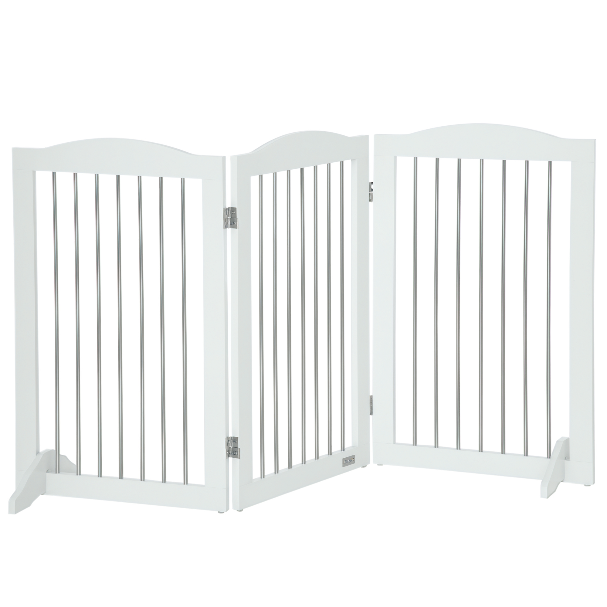 PawHut Barrera de Seguridad para Perros para Escaleras y Puertas Diseño Plegable y Pies de Apoyo 154x30x80 cm Blanco | Aosom España