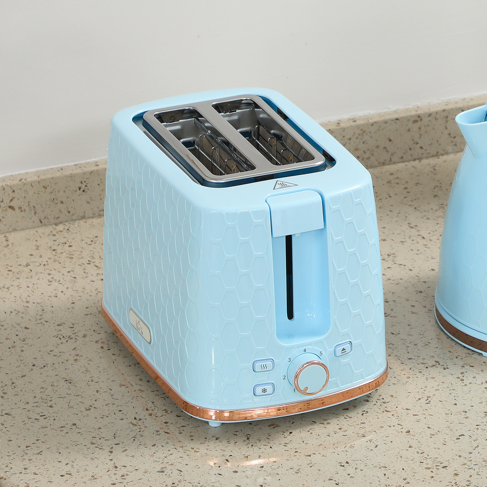 HOMCOM 1.7L 3000W Fast Boil Kettle & 2 Slice Toaster Set, Kettle and Toaster Set with Auto Shut Off, Browning Controls, Light Blue 9