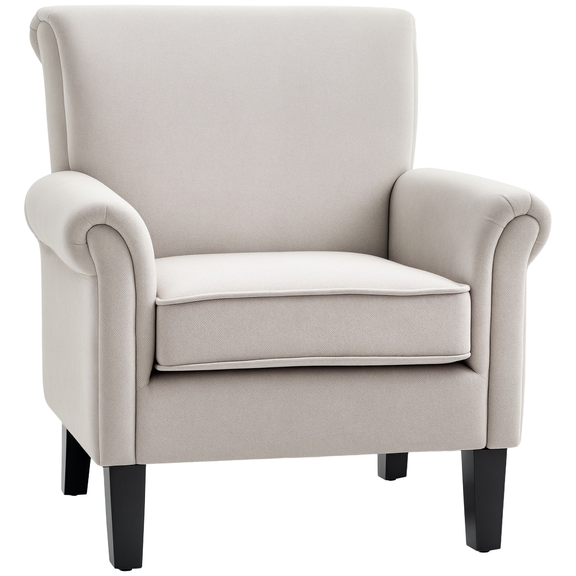 Image of HOMCOM Poltroncina da Salotto in Tessuto con Gambe di Legno, Stile Nordico, Braccioli, Cuscino con Fodera Rimovibile, Grigio Aosom cod005