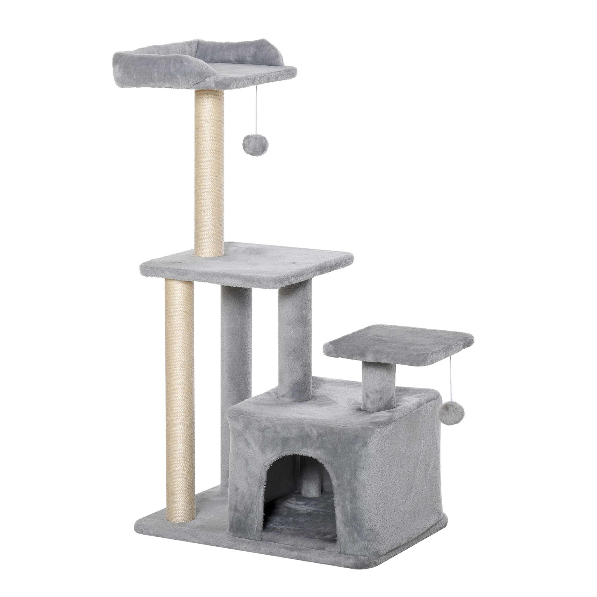 PawHut Cat House Bed Cat Scratching Cube for Small Cat Pet Furniture with Removable Scratching Pad and Soft Cushion White