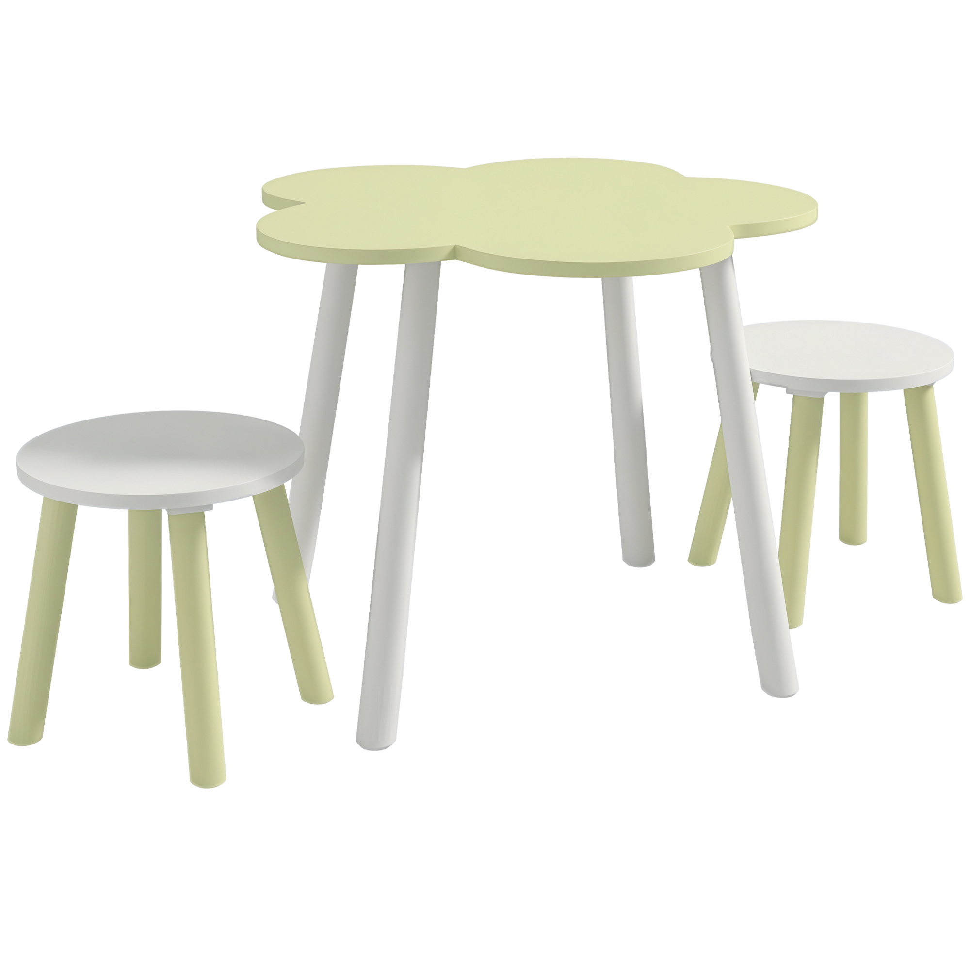 ZONEKIZ Set Mobilier pentru Copii, Masă cu 2 Scaune, Spațiu de Joacă și Activități, 2-5 ani, Galben | Aosom Romania