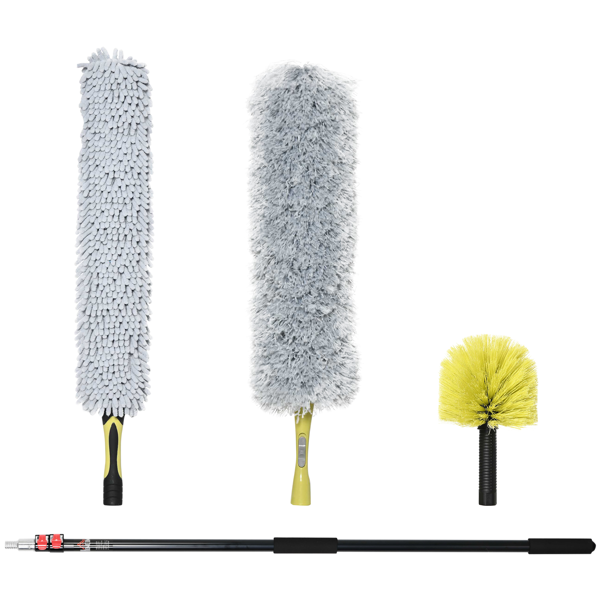 HOMCOM Extendable Feather Duster Telescopic Pole 3.5m/11.5ft Microfiber Cleaning Kit with Bendable... from Aosom IE