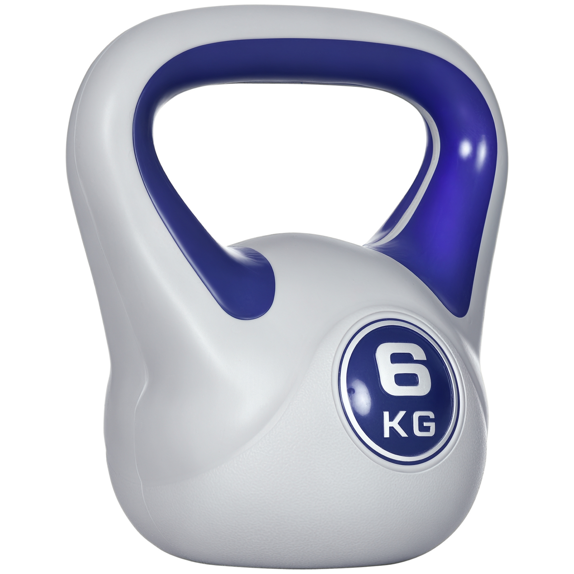 HOMCOM Kettlebell in PU con Sabbia 6Kg, Fondo Piatto, Maniglia Liscia Anti-Sfregamento, Viola   Aosom
