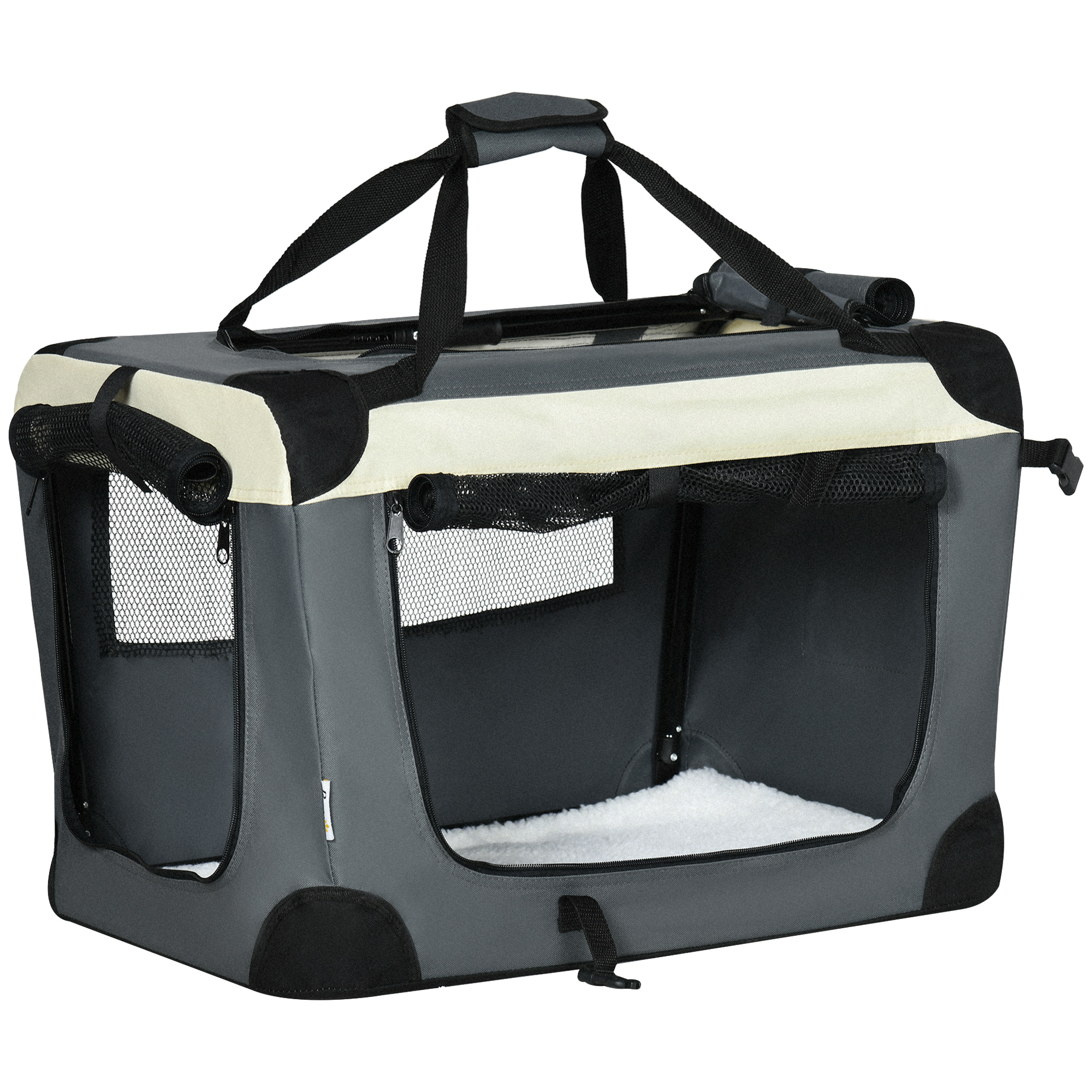 PawHut 60cm Foldable Pet Carrier, with Cushion, for Mini Dogs and Cats - Brown