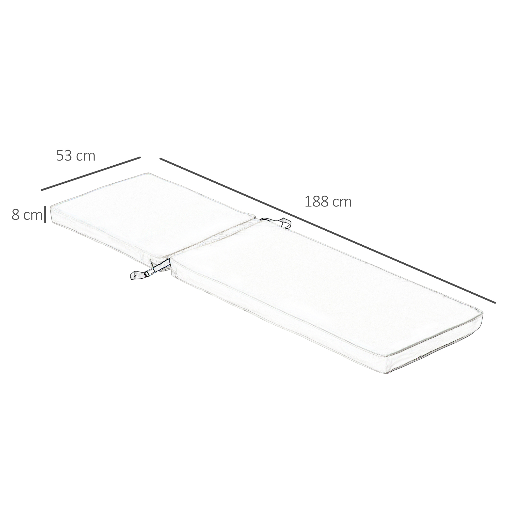 Cuscino Per Lettino Outsunny | 188x53x8 Cm | Bianco Crema Sfoderabile