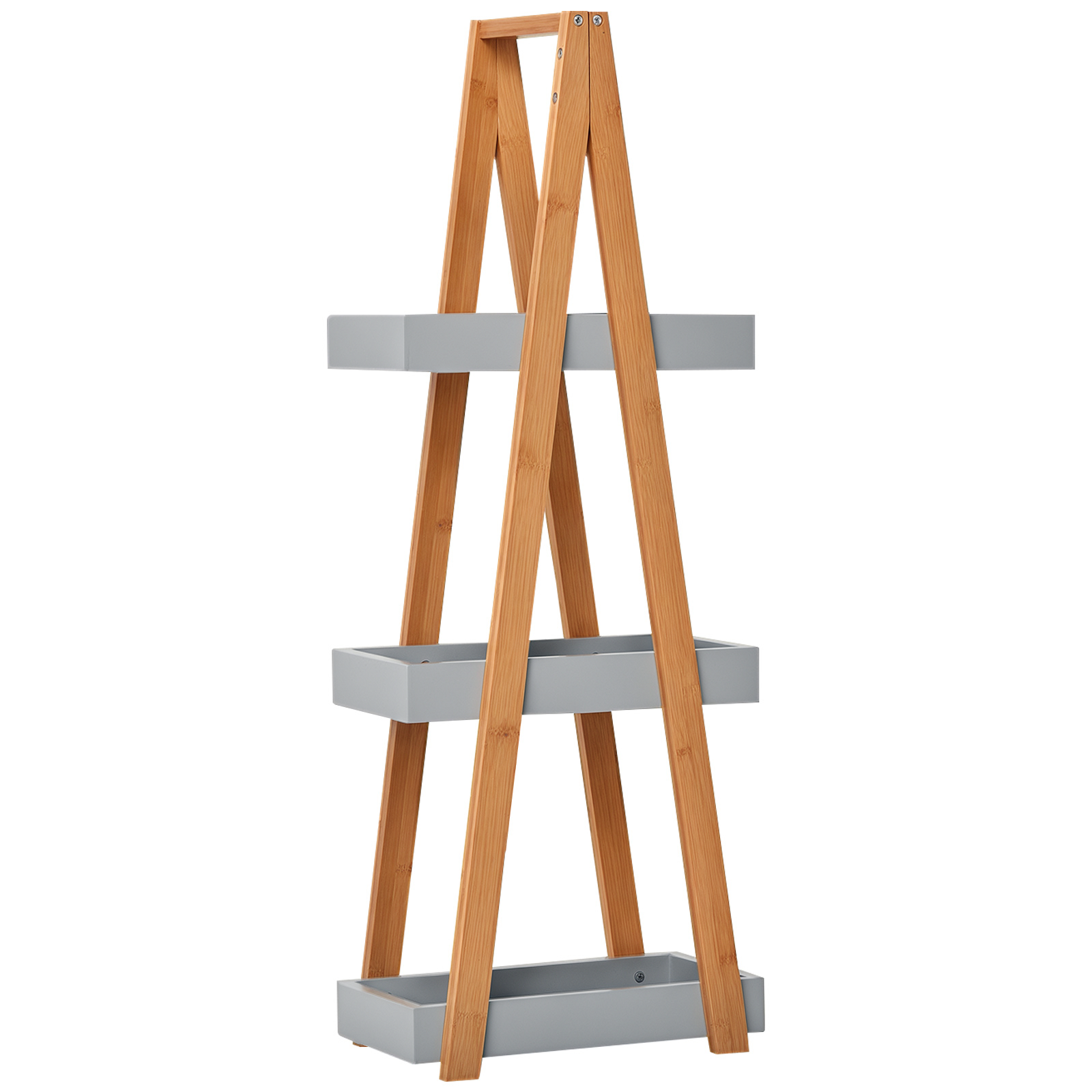 HOMCOM Étagère Salle Bain Bambou 3 Paniers Gris