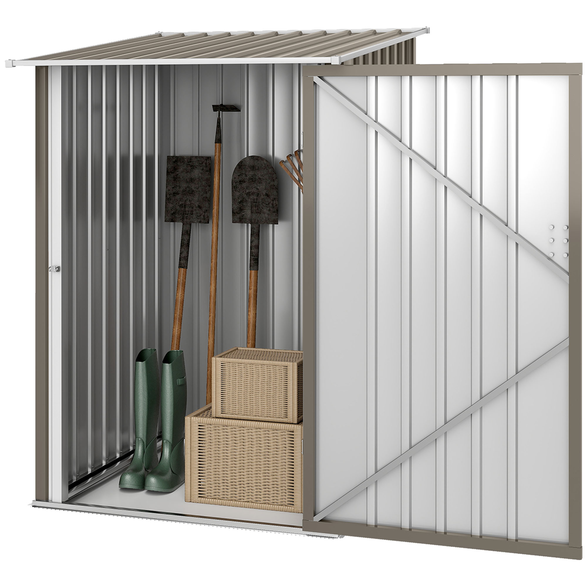 Outsunny Cabane de Jardin Métal en Tôle d'Acier Ondulée 1m² - Porte Verrouillable, Idéal pour Outils - dim. 1L x 1,03l x 1,6H m Aosom France