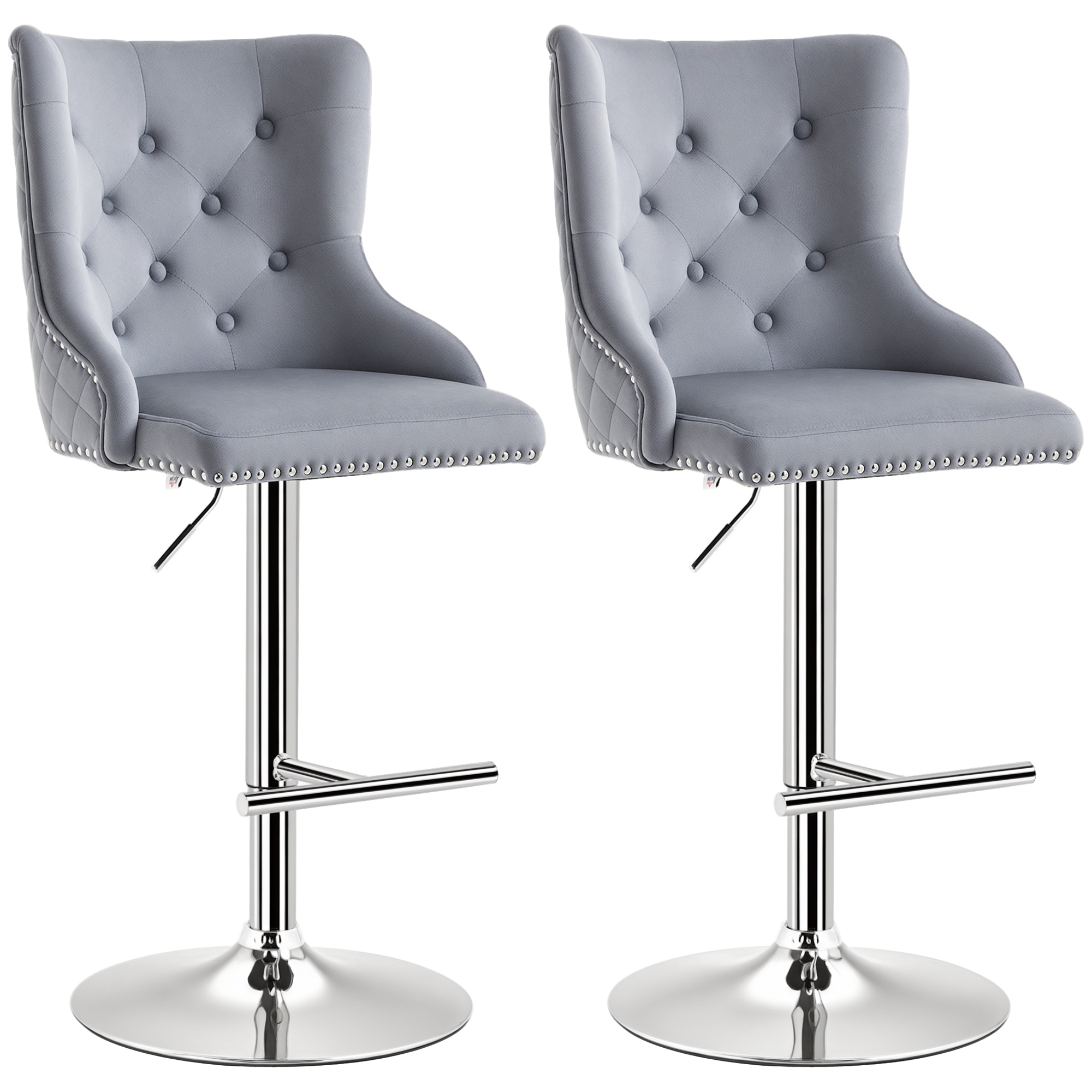 HOMCOM 2er Set Barhocker Barstühle Drehstühle mit Fußstütze, höhenverstellb günstig online kaufen