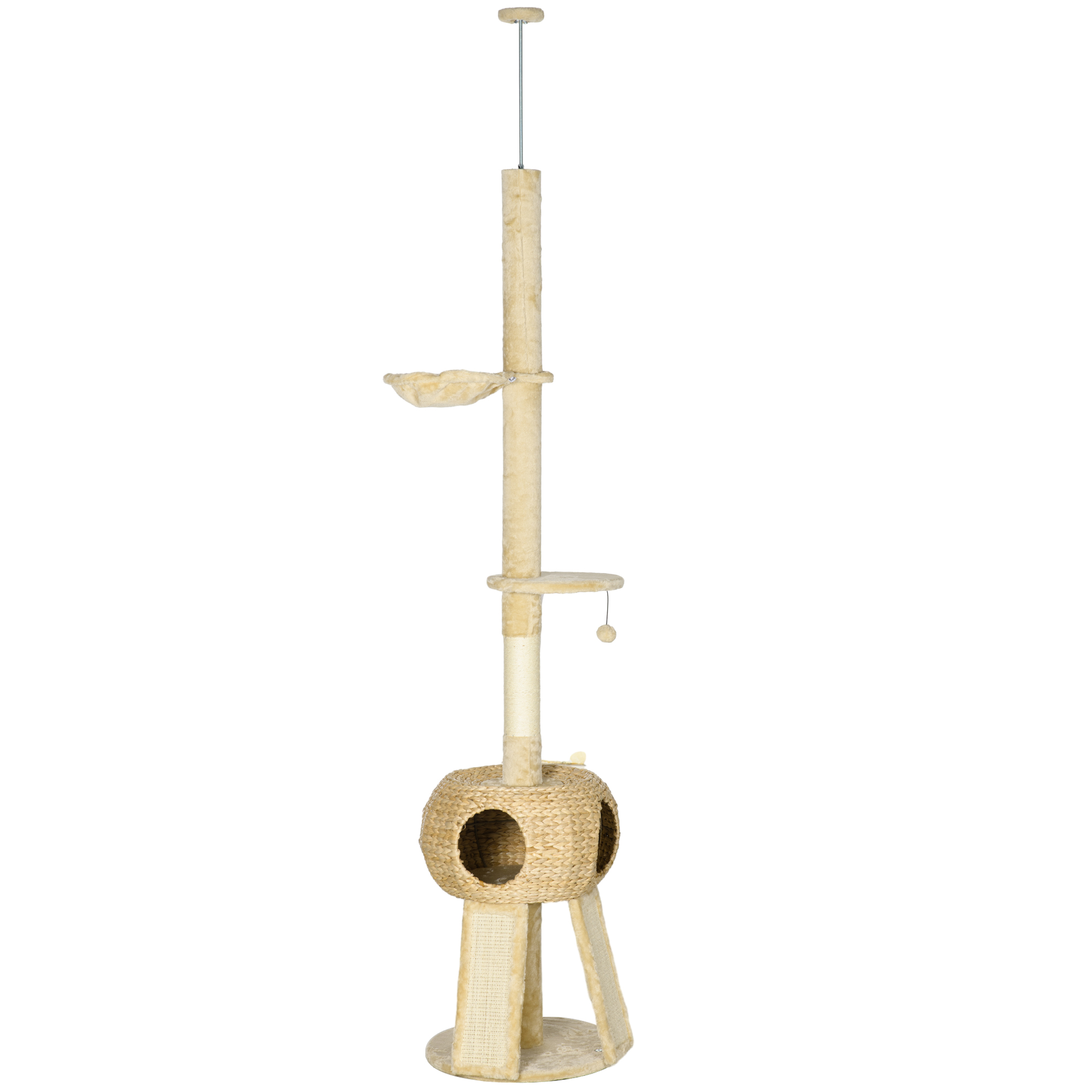 PawHut 52cm Small Cat Tree for Indoor Cats, Scratching Posts with Two Beds, Toy Ball