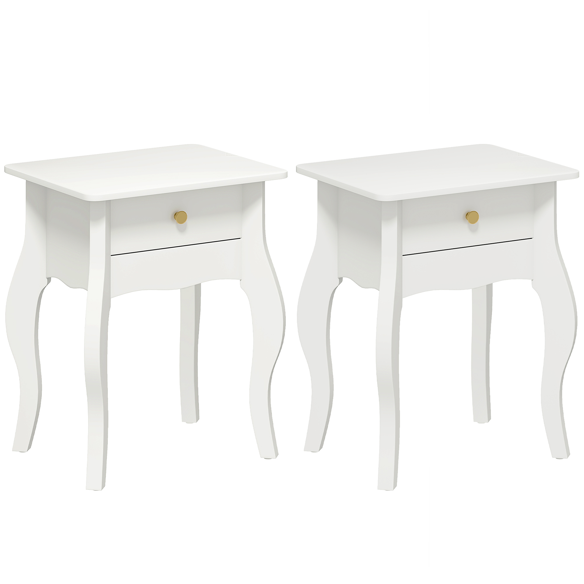 HOMCOM Lot de 2 Tables d'Appoint Blanc 45x35x55 cm Salon/Chambre