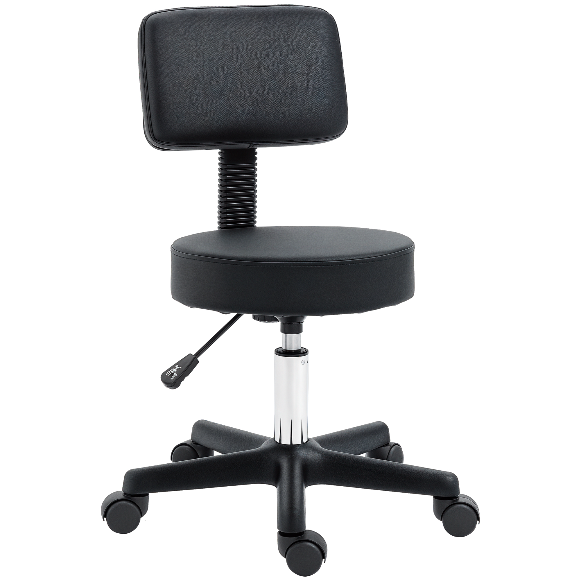 Homcom Black Swivel Salon Chair W/ Padded Seat Back 5 Wheels Adjustable Height Salon Hairdressers Tattoo Spa Rolling