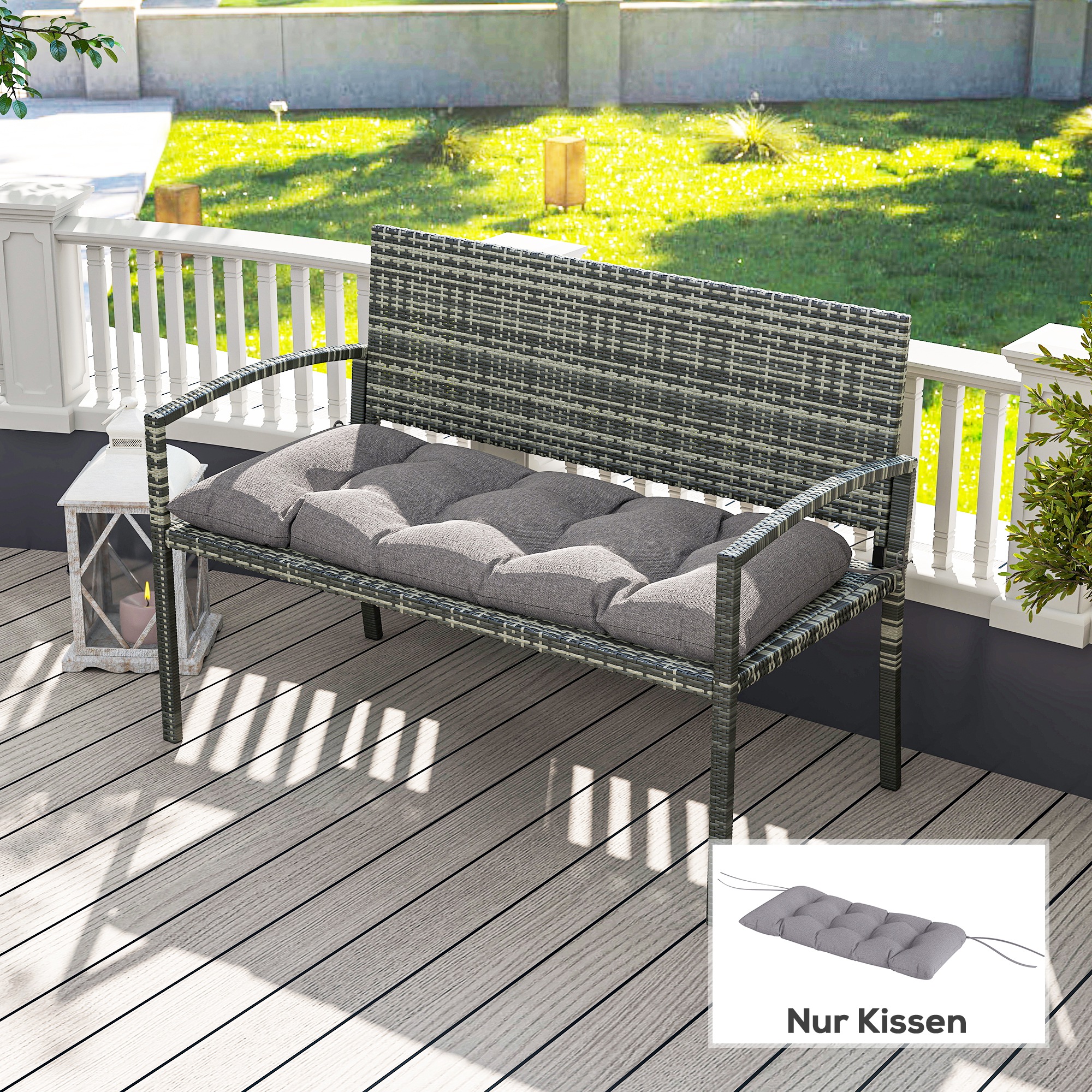 Outsunny Bankauflage 105 x 46 x 12,5 cm Bankkissen mit Bändern, Outdoor Sit günstig online kaufen