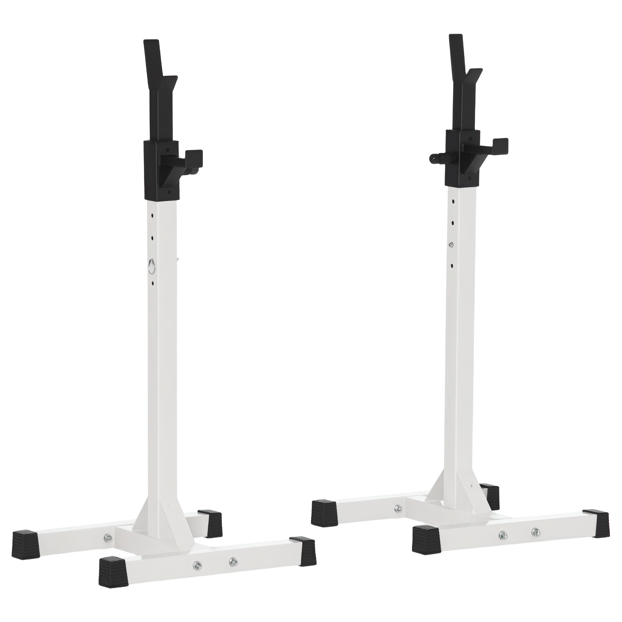Image of HOMCOM Supporto Porta Bilanciere Universale per Casa e Palestra, Squat Rack Altezza Regolabile in Acciaio Carico Massimo 150kg, Bianco e Nero cod005