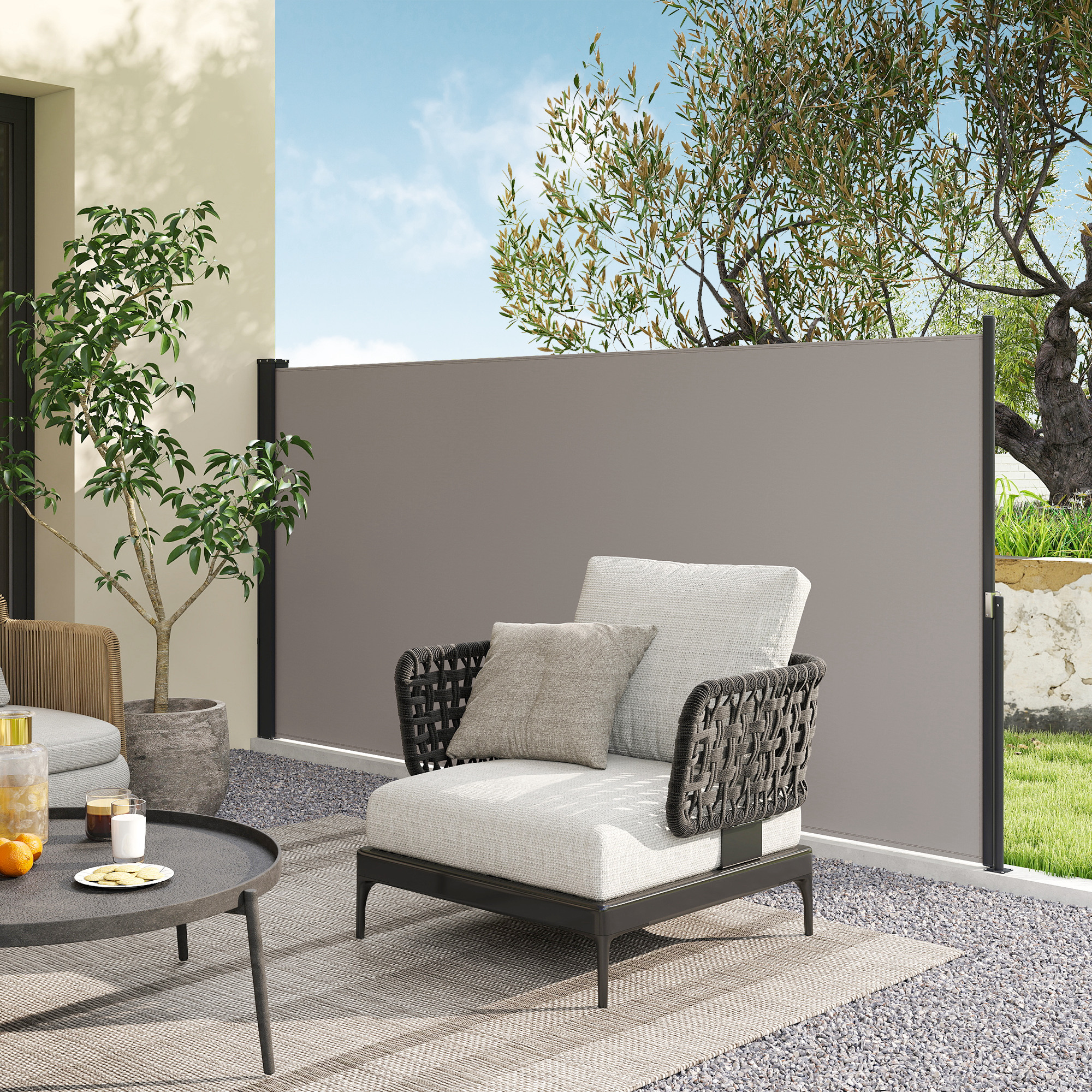 Store latéral brise-vue paravent rétractable dim. 3L x 1,80H m alu Store latéral brise-vue paravent rétractable dim. 3L x 1,80H m alu