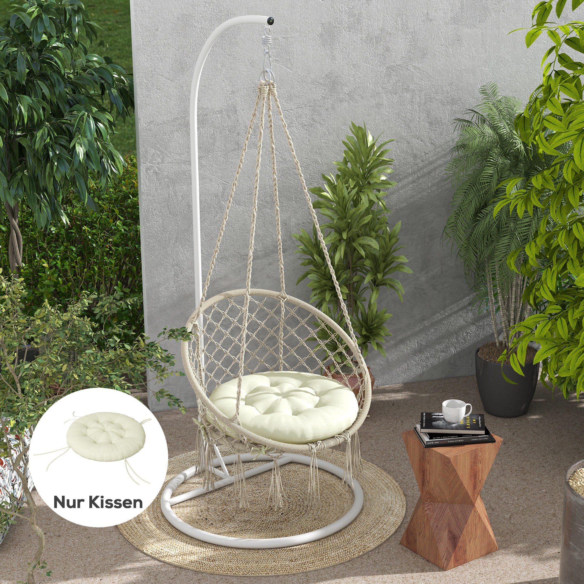 Outsunny Gartenstuhlauflage Sitzauflage für Mondstuhl mit 10 cm Polsterung, günstig online kaufen